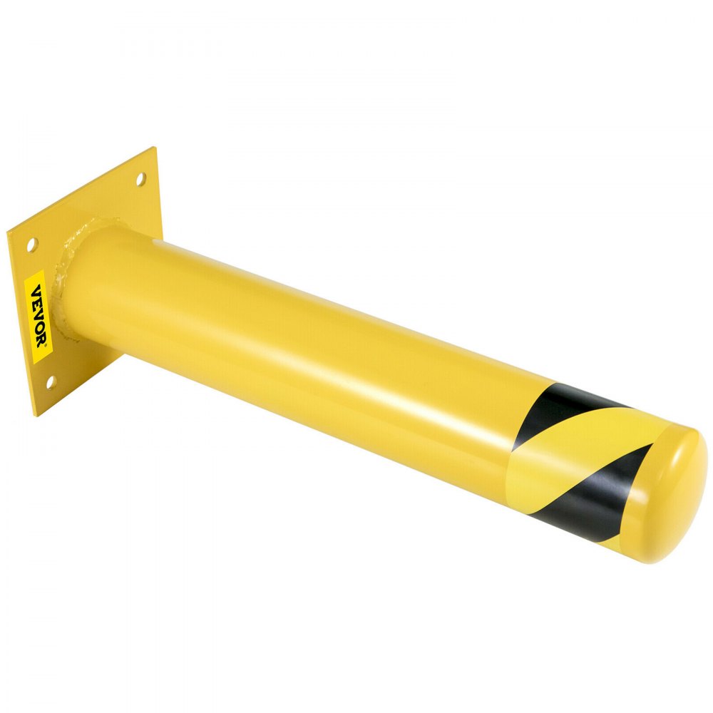 Heavy-Duty Yellow Steel Safety Bollard for Traffic Control with Free Anchor Bolts, 4-1/2" Diameter and 48" Height