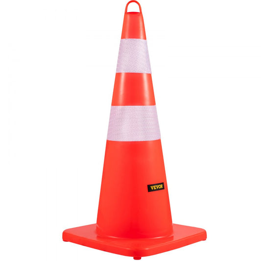 VEVOR Safety Cones Traffic Cones 6 x 28" Orange Reflective Collars Road Cones