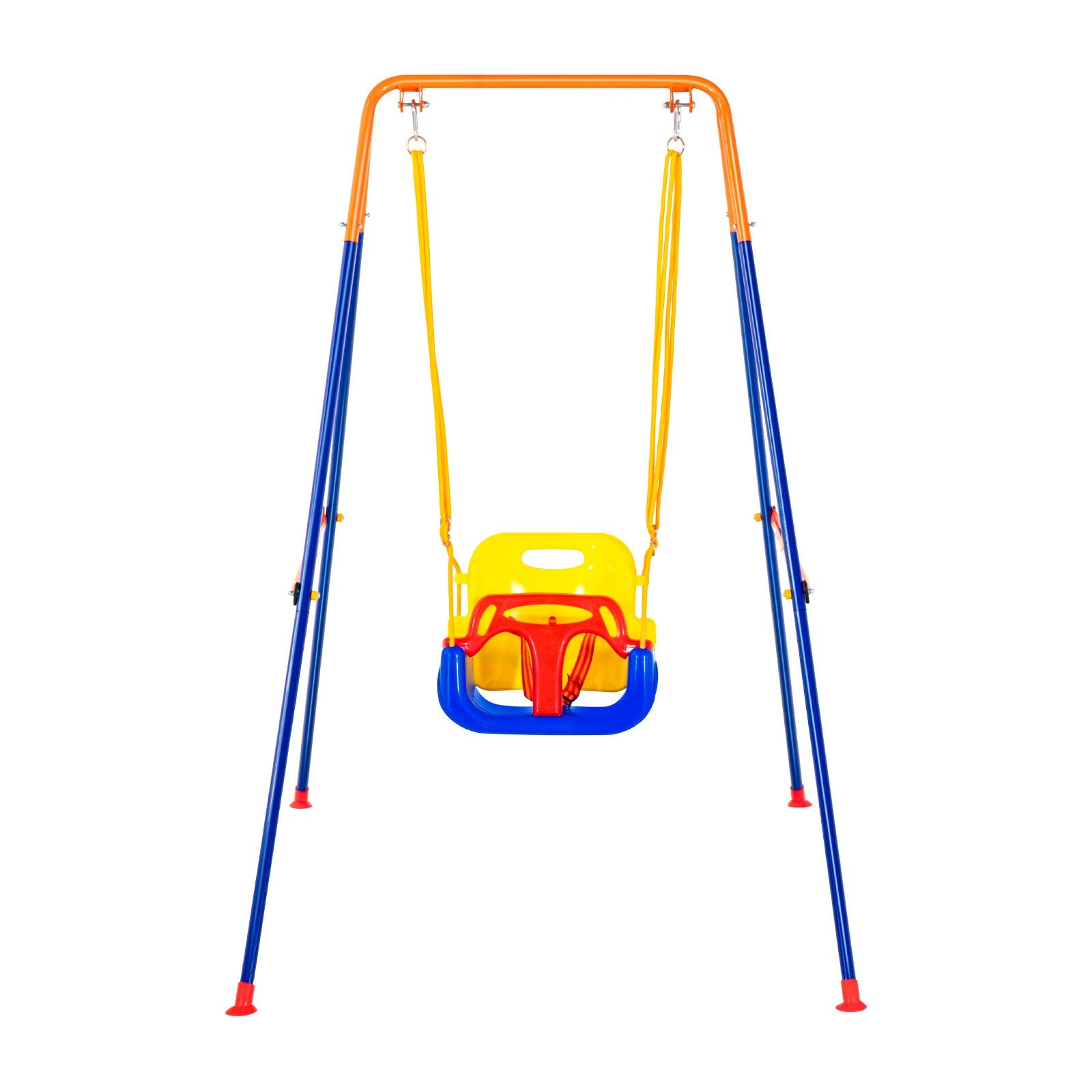 3-in-1 Kids Swing Set for Backyard with Foldable Metal Stand, Sandbags & Easy Assembly - Indoor/Outdoor Fun for Ages 3+