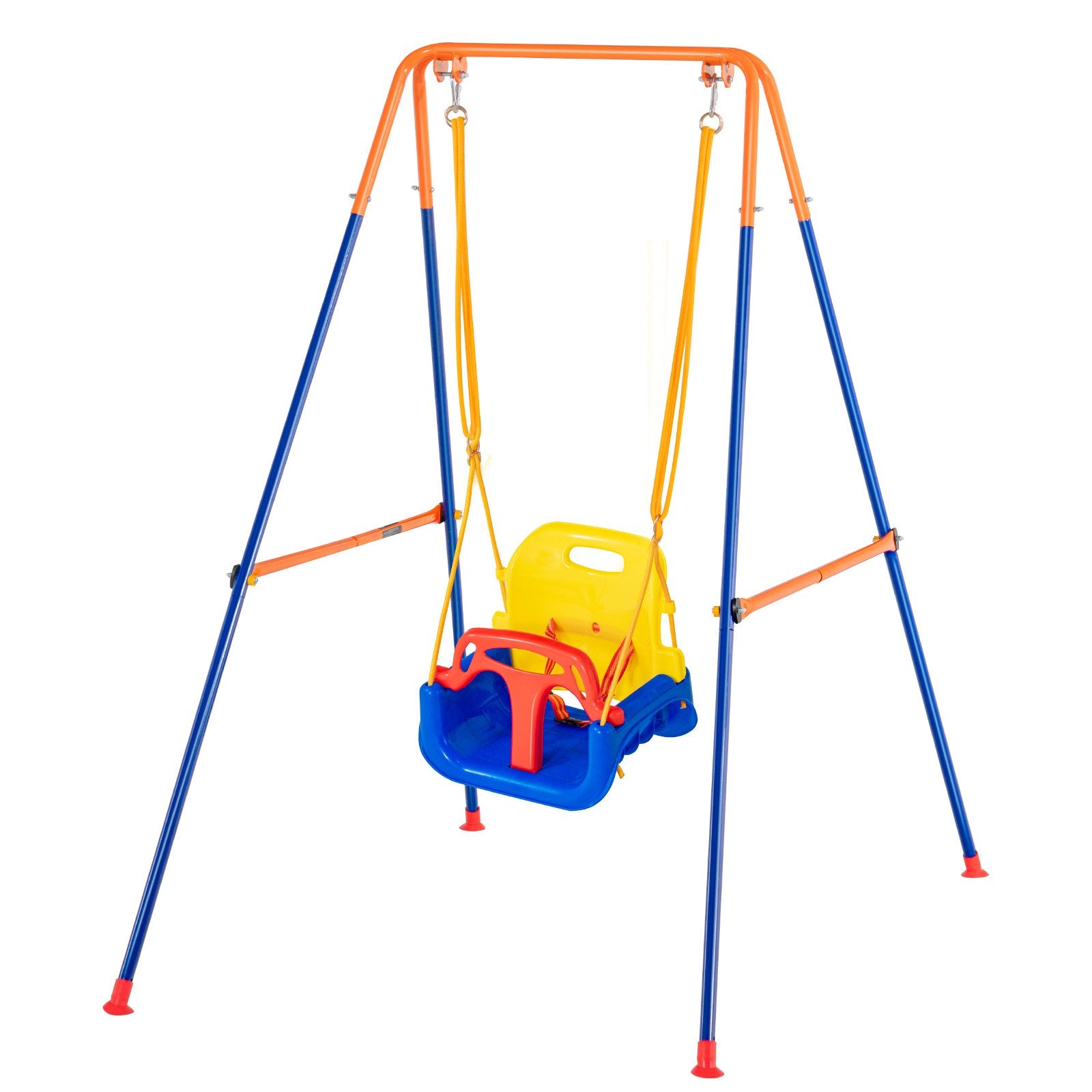 3-in-1 Kids Swing Set for Backyard with Foldable Metal Stand, Sandbags & Easy Assembly - Indoor/Outdoor Fun for Ages 3+