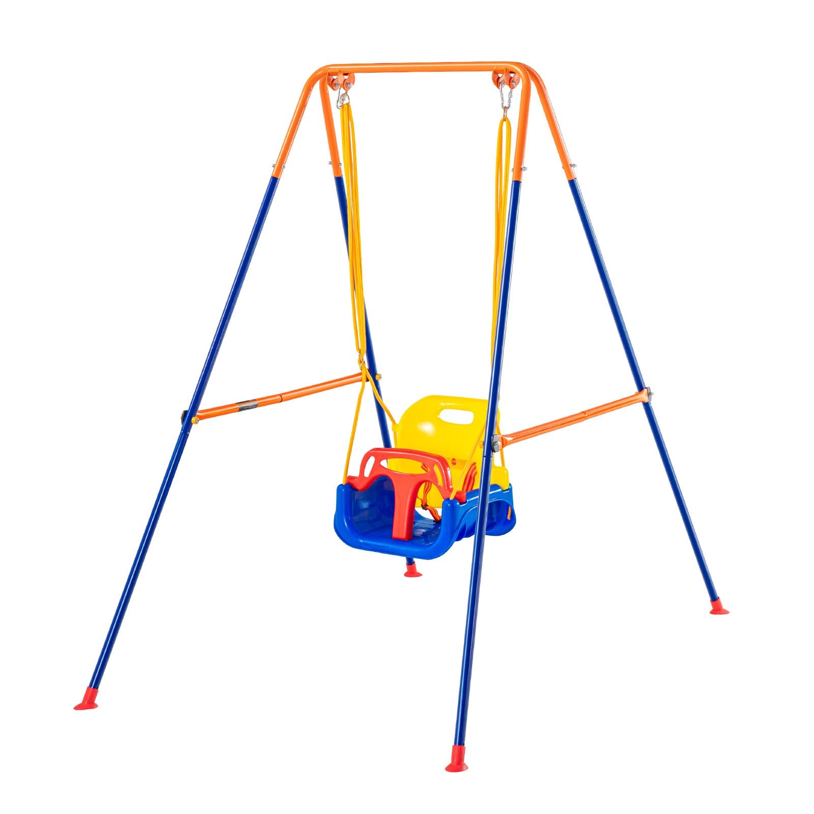 3-in-1 Kids Swing Set for Backyard with Foldable Metal Stand, Sandbags & Easy Assembly - Indoor/Outdoor Fun for Ages 3+