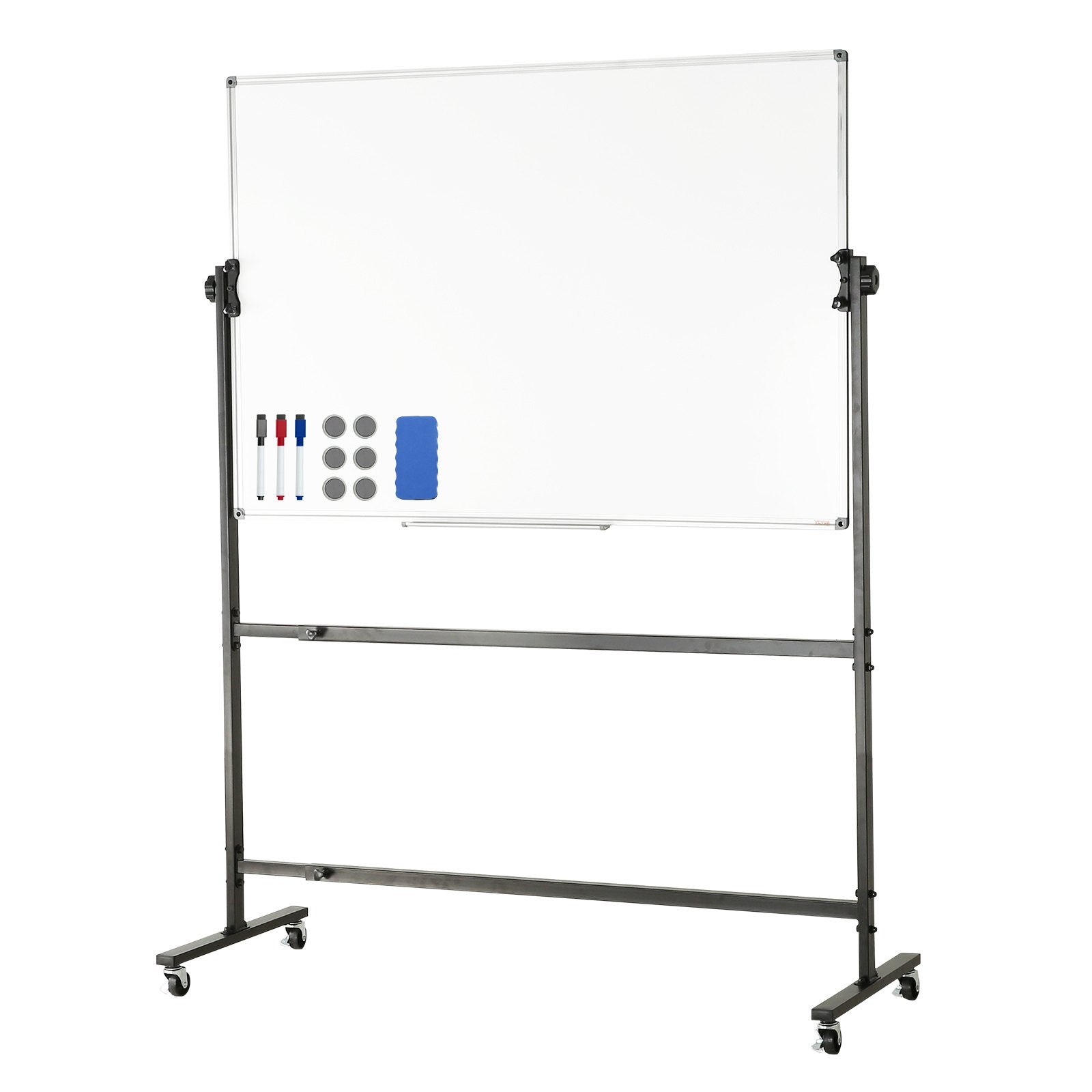 Rolling Magnetic Whiteboard, 48x32" Double-Sided & Reversible, Height Adjustable Dry Erase Board with Wheels for Office, School, Home Use