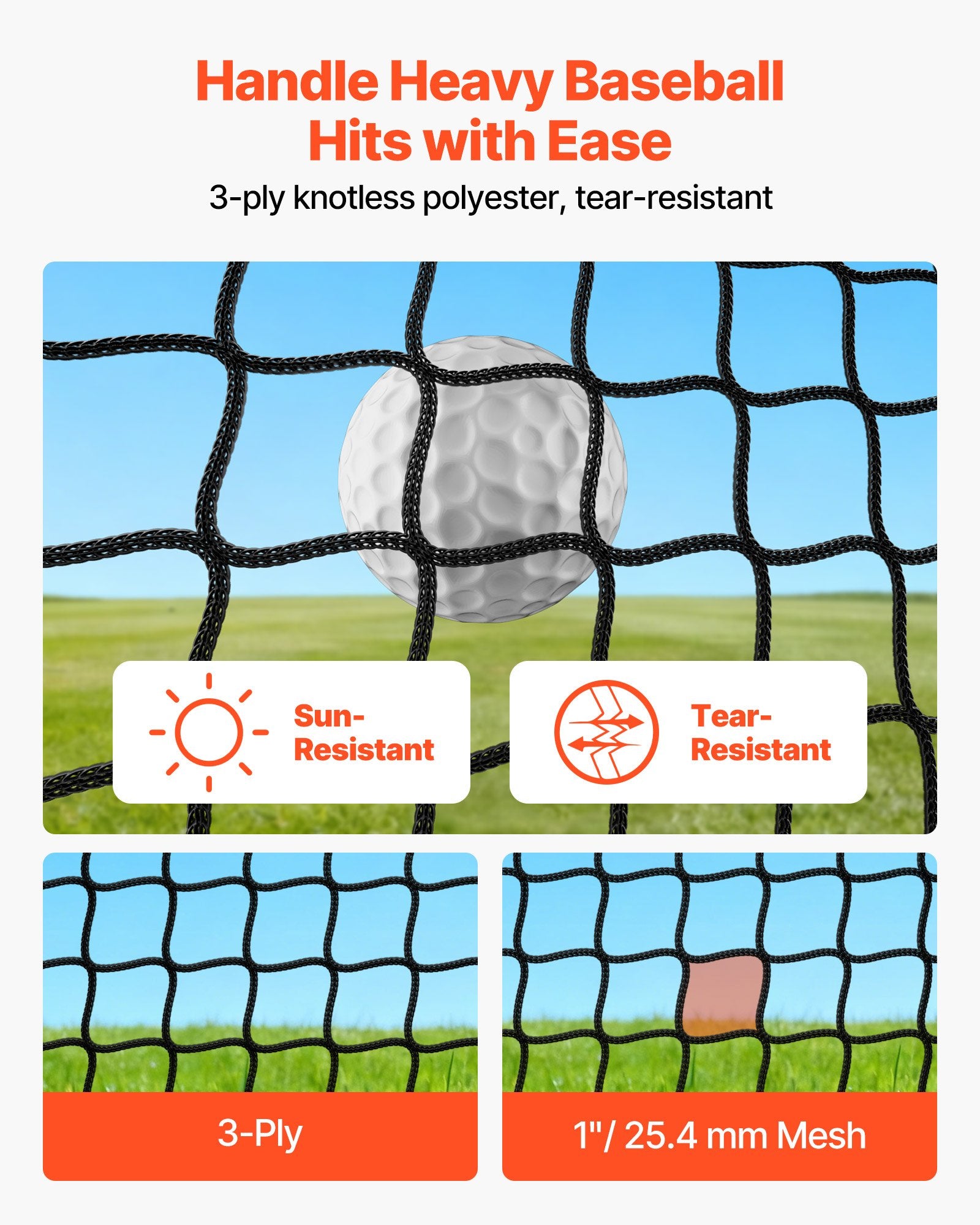 10x10x10 FT Golf & Baseball Batting Cage, Durable Knotless Polyester Net, Indoor/Outdoor Driving & Hitting Practice with Targets