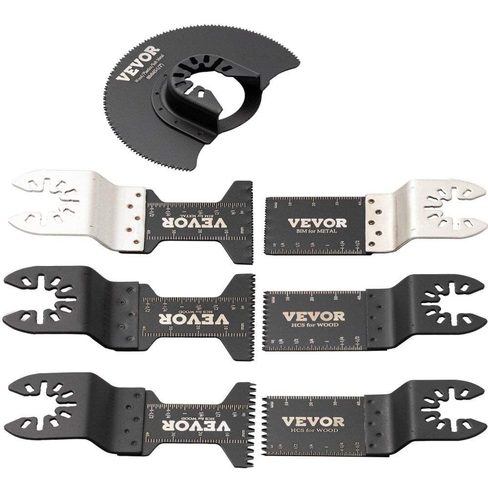 VEVOR 50 PCS Oscillating Saw Blades, Quick Release Multitool Blades Kit, HCS Tool Blades for Wood Plastic Metal Nails Bolts, Compatible with Dewalt Dremel Fein Worx Bosch Makita Milwaukee