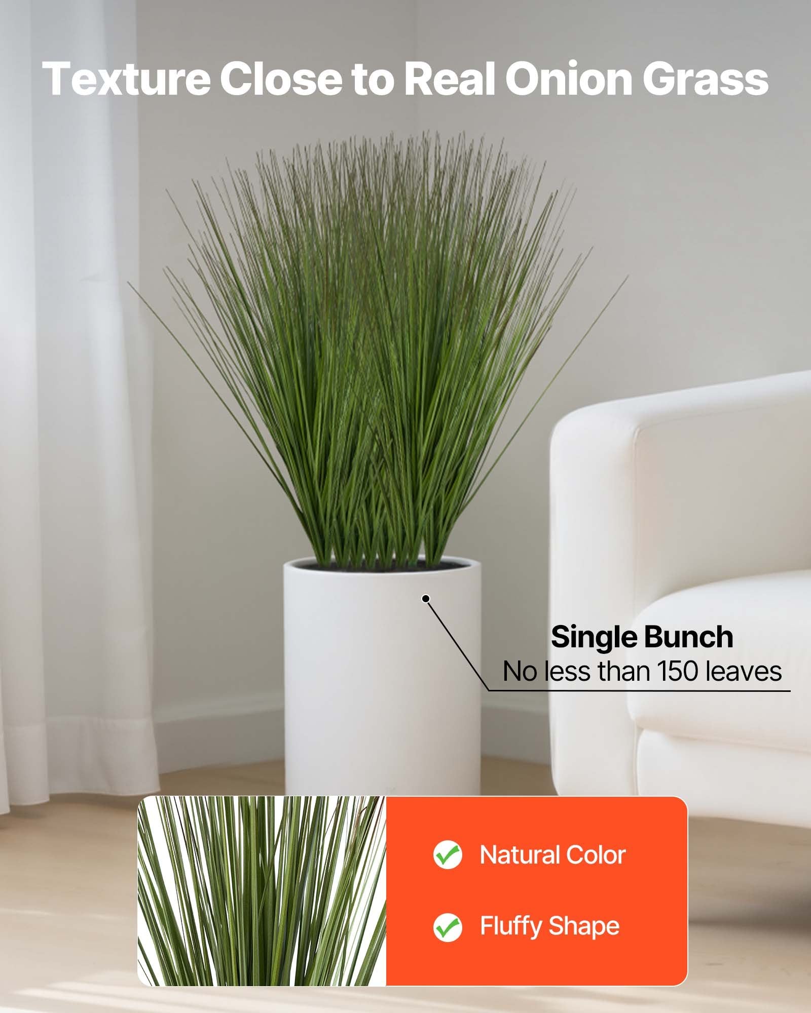 27" Faux Onion Grass Shrubs - Premium PVC Artificial Greenery for Indoor/Outdoor Home, Office, Garden Decor - 8 Pack