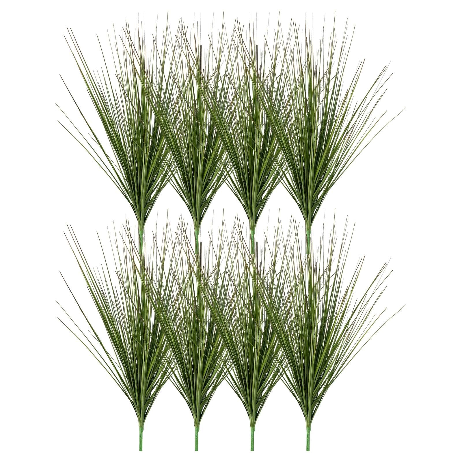 27" Faux Onion Grass Shrubs - Premium PVC Artificial Greenery for Indoor/Outdoor Home, Office, Garden Decor - 8 Pack