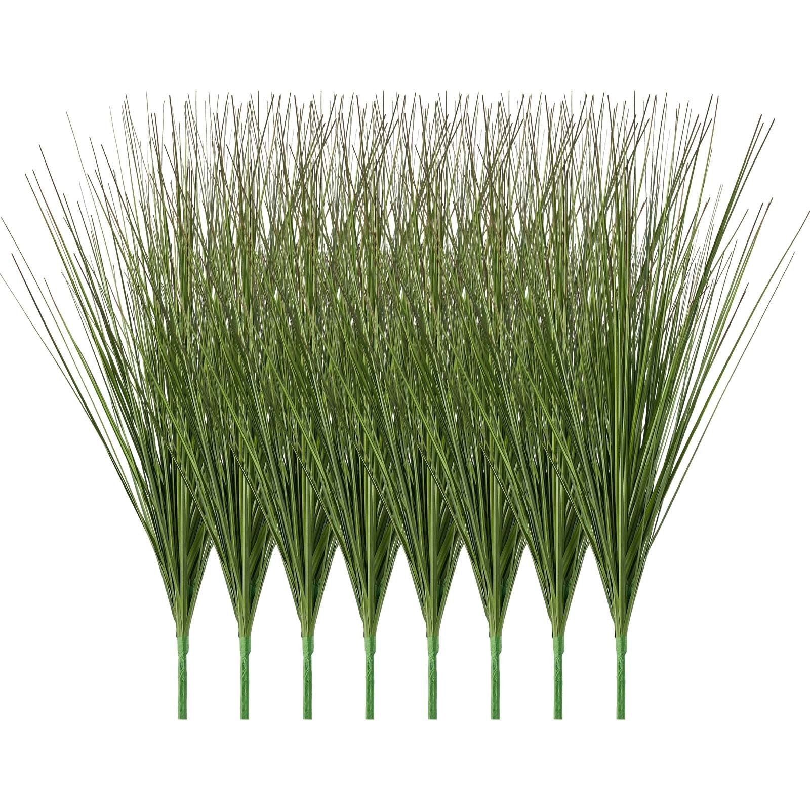 27" Faux Onion Grass Shrubs - Premium PVC Artificial Greenery for Indoor/Outdoor Home, Office, Garden Decor - 8 Pack