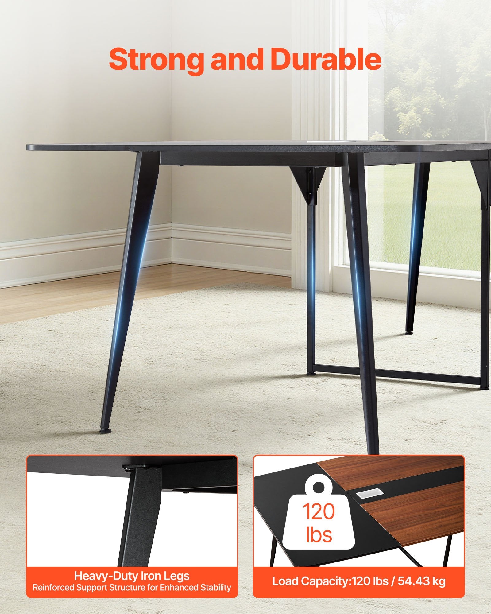 8 ft Boat Shaped Conference Table for 10, Modern Meeting Desk with Metal Legs, Easy Assembly, Office, Boardroom, Conference Room Furniture