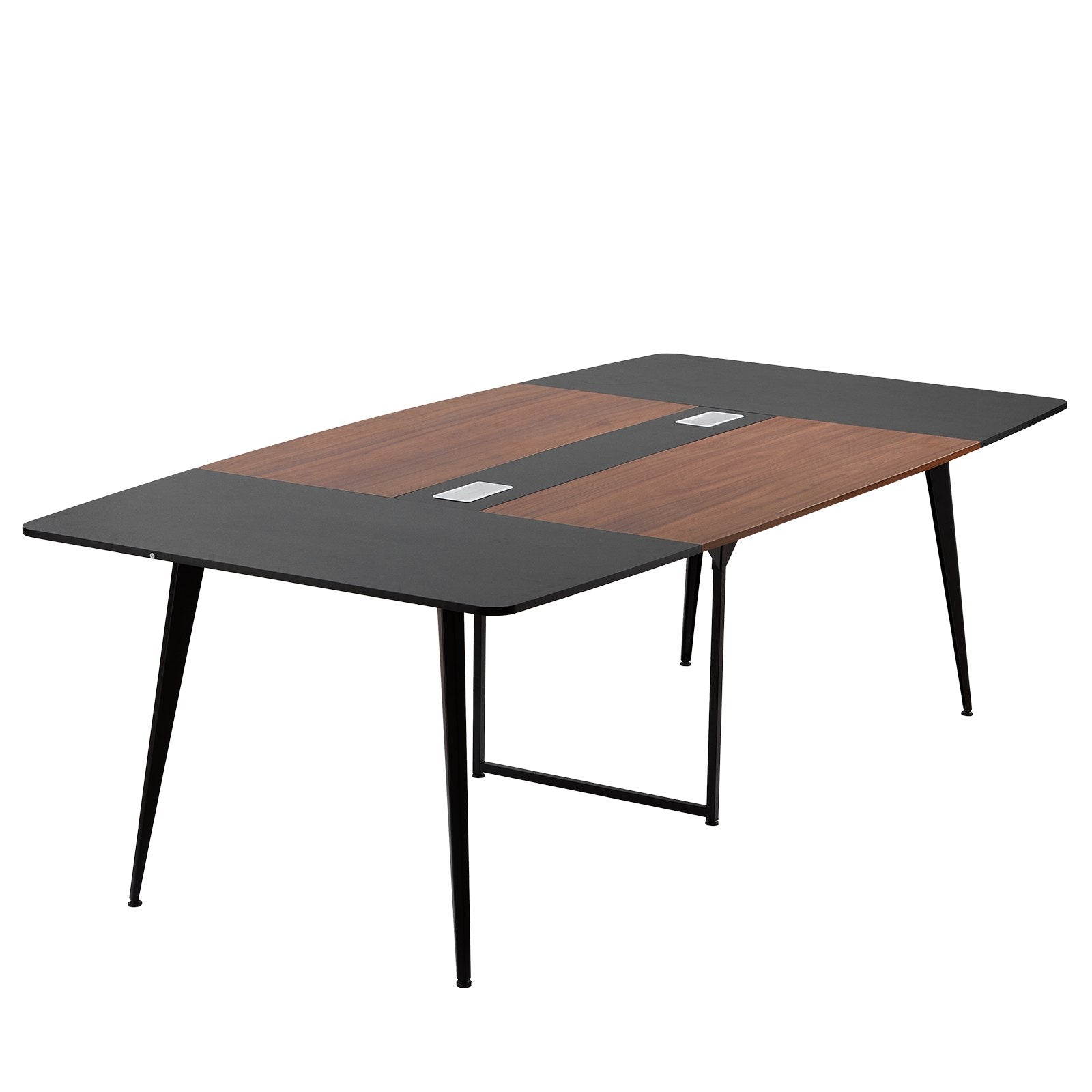 8 ft Boat Shaped Conference Table for 10, Modern Meeting Desk with Metal Legs, Easy Assembly, Office, Boardroom, Conference Room Furniture