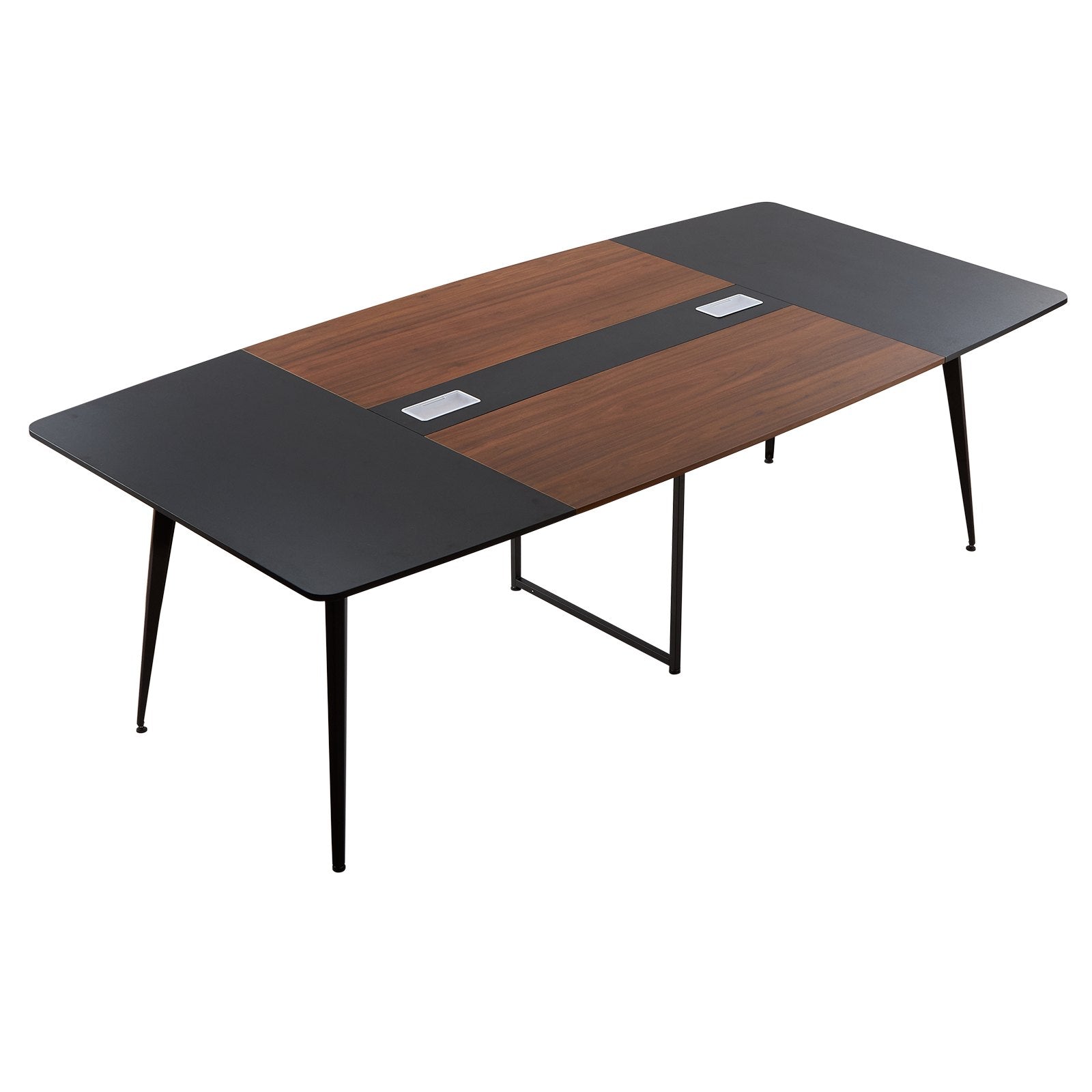 8 ft Boat Shaped Conference Table for 10, Modern Meeting Desk with Metal Legs, Easy Assembly, Office, Boardroom, Conference Room Furniture