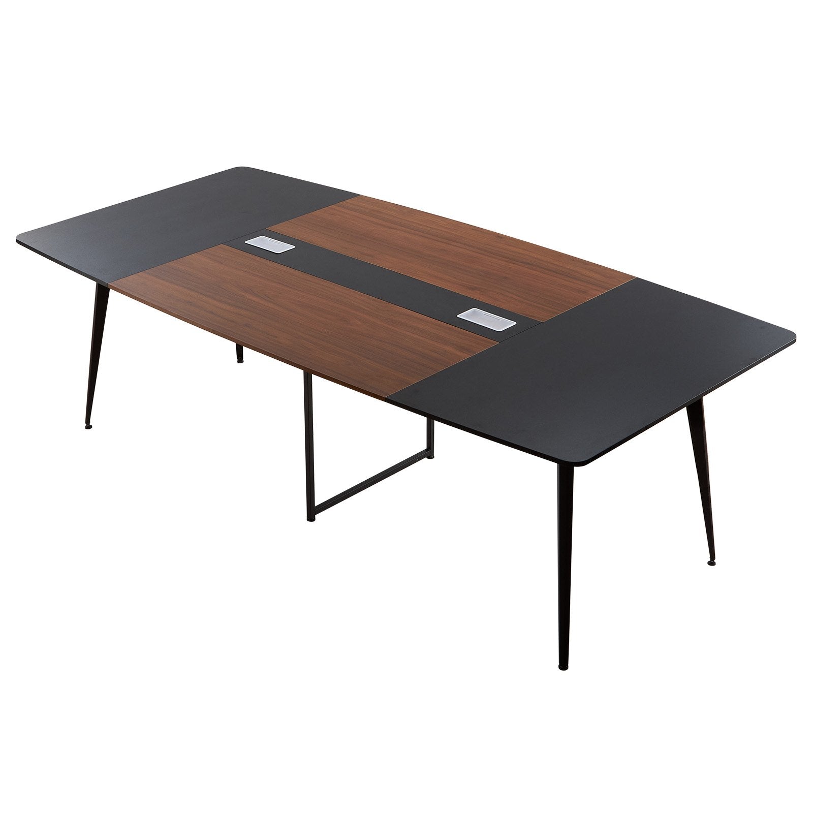 8 ft Boat Shaped Conference Table for 10, Modern Meeting Desk with Metal Legs, Easy Assembly, Office, Boardroom, Conference Room Furniture