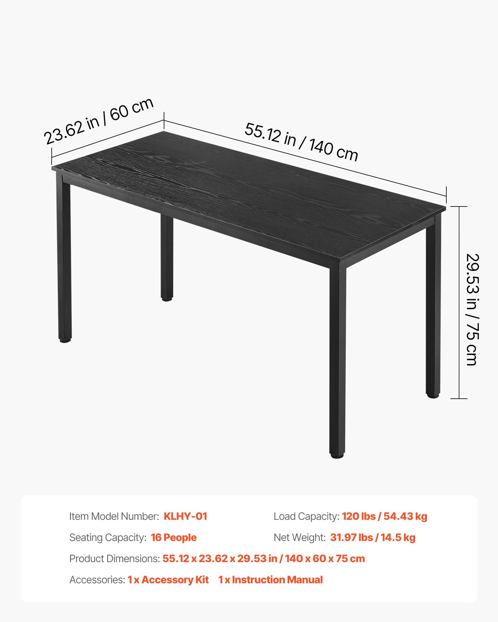 Flexible 6-Piece Conference Table Set for 16 - Modern Rectangle Meeting Desk with Metal Legs, Easy Assembly, Office & Conference Room Use
