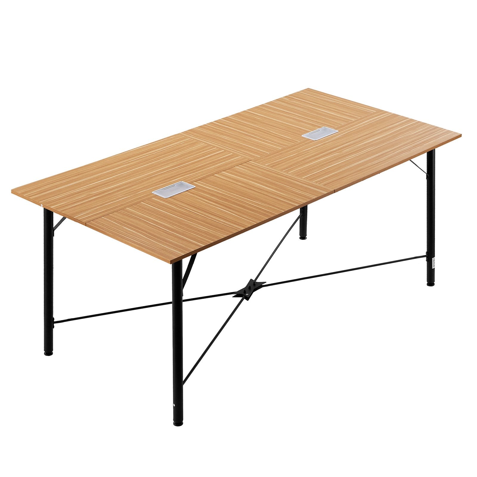 6-8 Person Modern Conference Table with Metal Legs, Easy Assembly, Ideal for Office, Boardroom, Seminar Desk, Brown, 6 ft