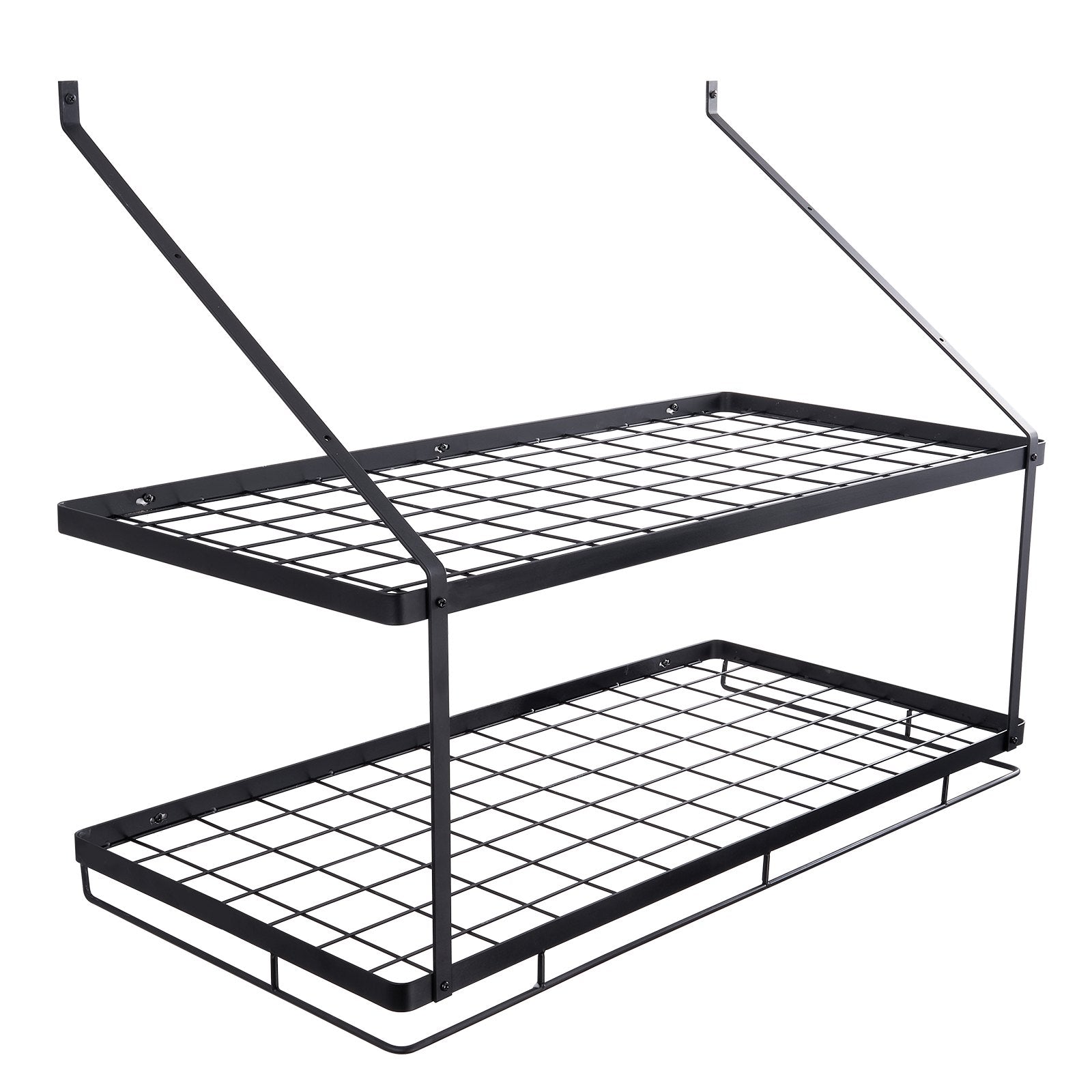 30" Wall Mounted Pot Rack with 12 S Hooks, Heavy-Duty Carbon Steel Hanger for Pans, Utensils, Cookware - 55 lbs Capacity, Easy Install