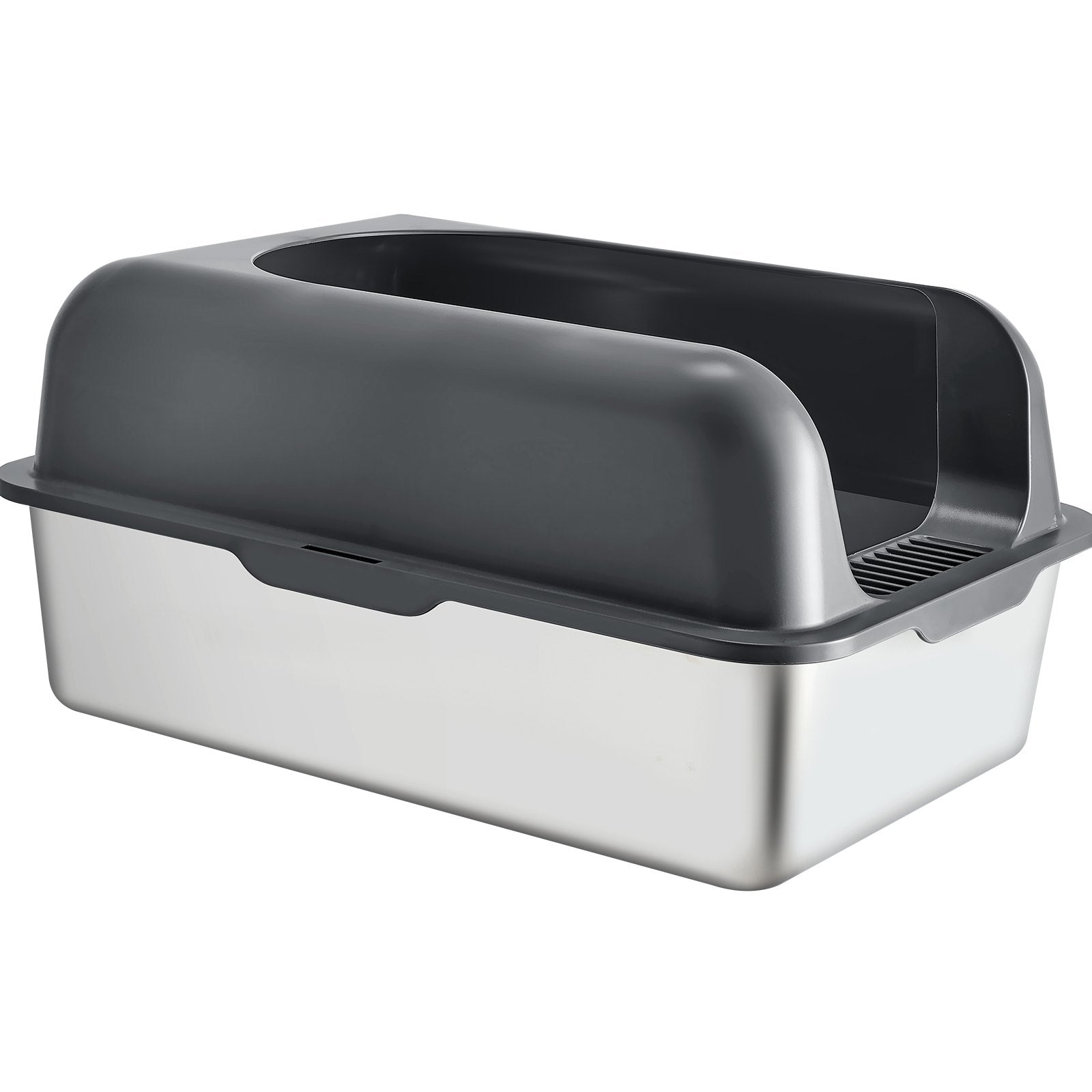 XL Stainless Steel Cat Litter Box with Scoop, Deep Pan, High Sides, Odor-Free, Easy Clean for Large Cats, Enclosed & Spacious