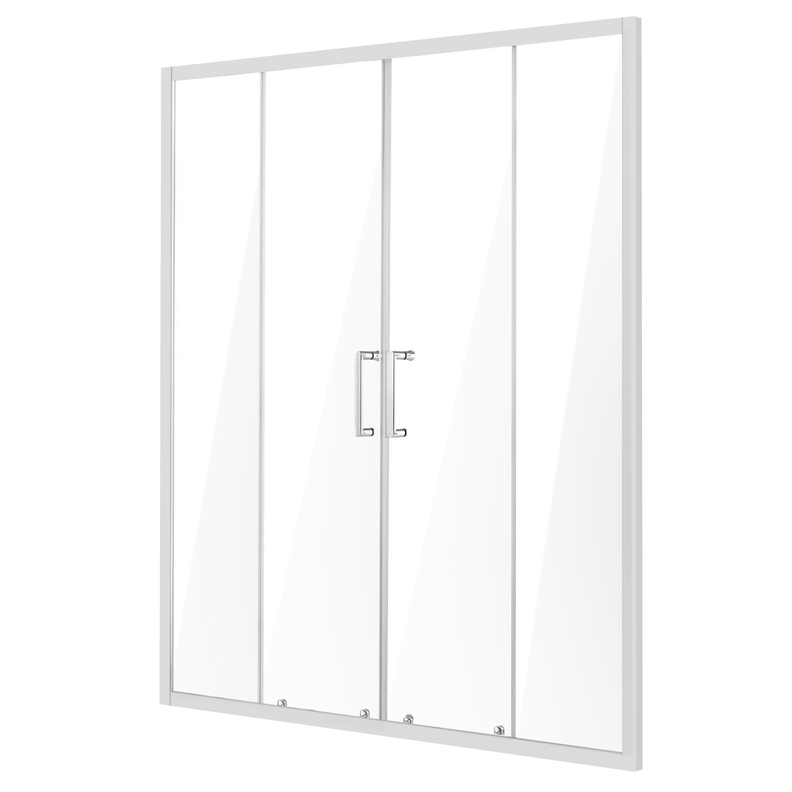 Chrome Semi-Frameless Double Sliding Shower Door, 58-59x70 in, Clear Tempered Glass, Waterproof, Stainproof, Stainless Steel Hardware