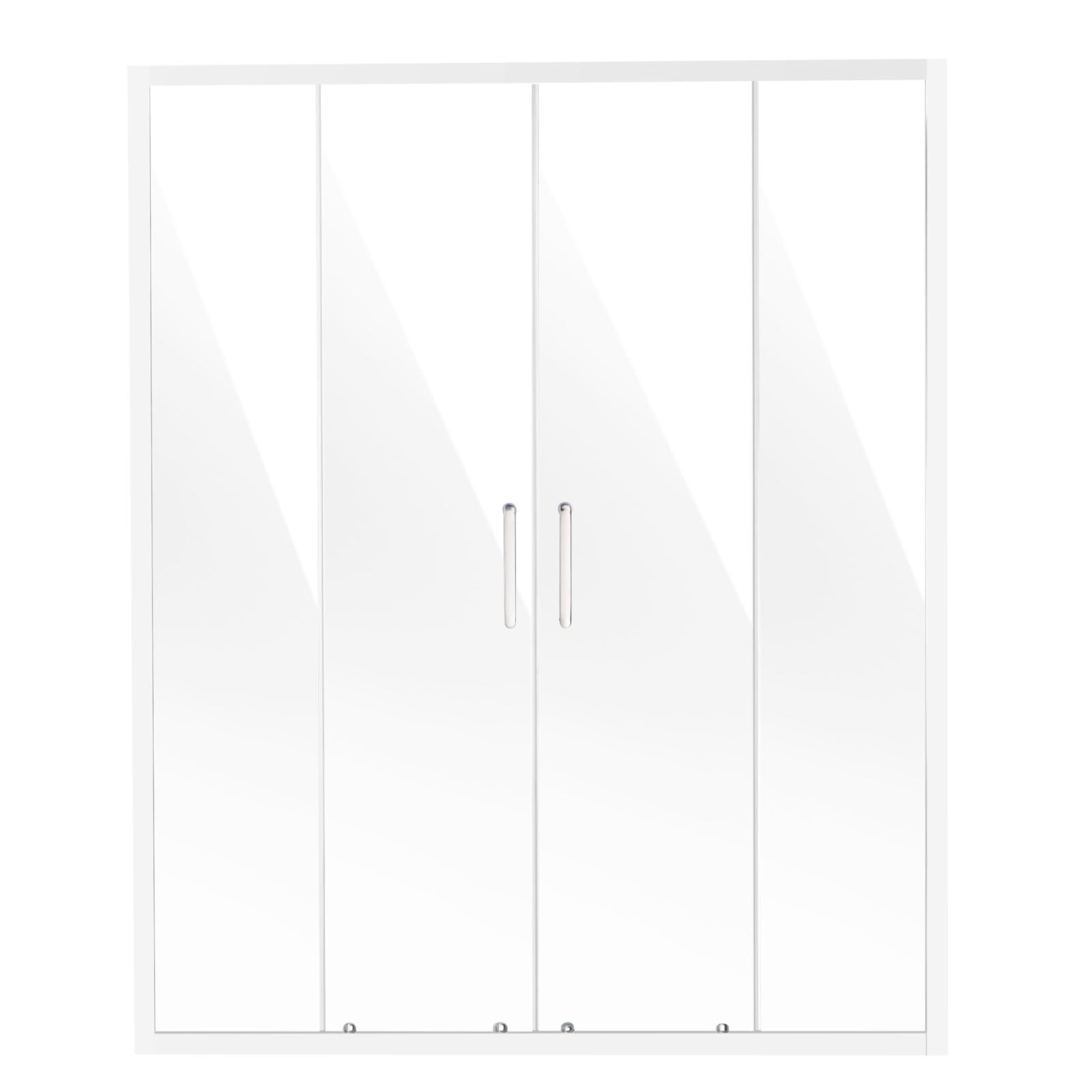 Chrome Semi-Frameless Double Sliding Shower Door, 58-59x70 in, Clear Tempered Glass, Waterproof, Stainproof, Stainless Steel Hardware