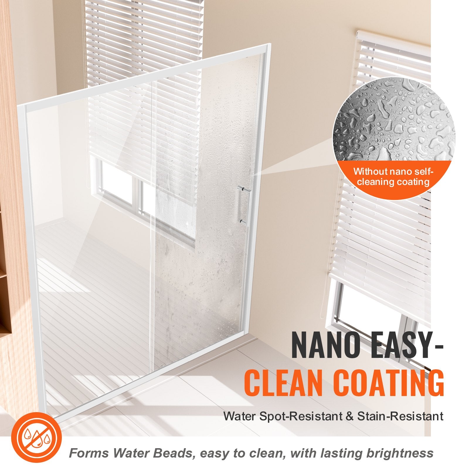 Chrome Semi-Frameless Shower Door with Clear Tempered Glass, Shatterproof and Waterproof, Sliding Design, Stainless Steel Hardware, 57.7-59 W x 70 H In, Modern Bathroom Upgrade