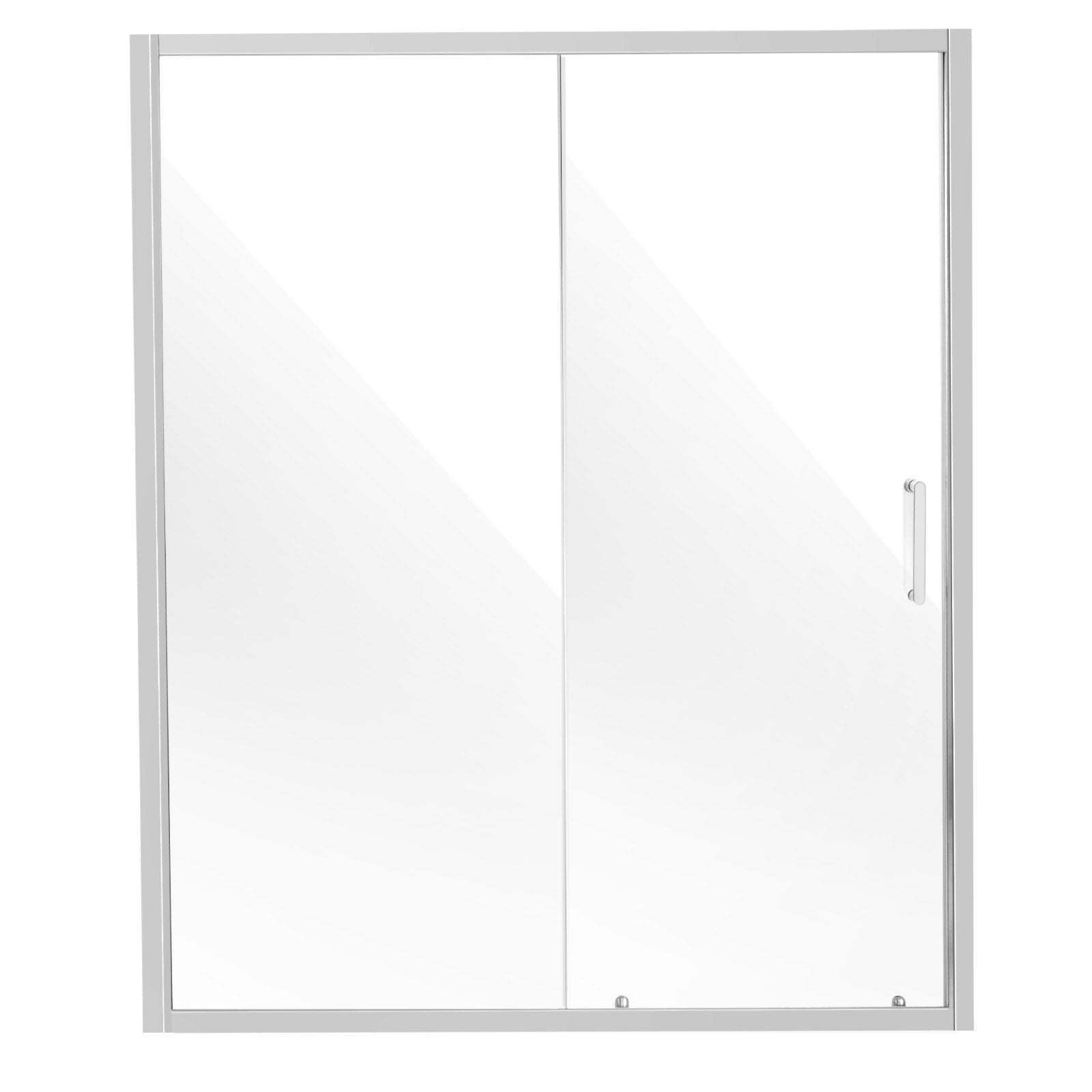 Chrome Semi-Frameless Shower Door with Clear Tempered Glass, Shatterproof and Waterproof, Sliding Design, Stainless Steel Hardware, 57.7-59 W x 70 H In, Modern Bathroom Upgrade