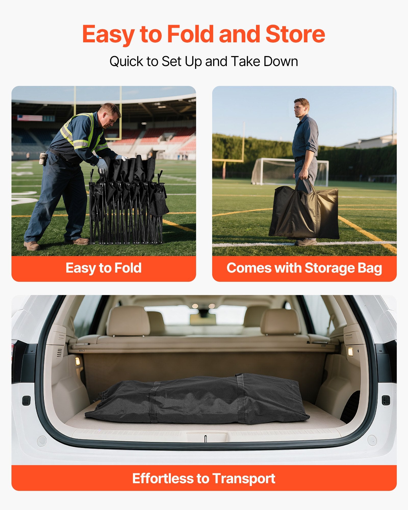 Portable 6-Seat Folding Soccer Bench with Storage, Cup Holders, Sunshade & Carry Bag - Lightweight Sideline Seating for Sports & Outdoor Events, Black