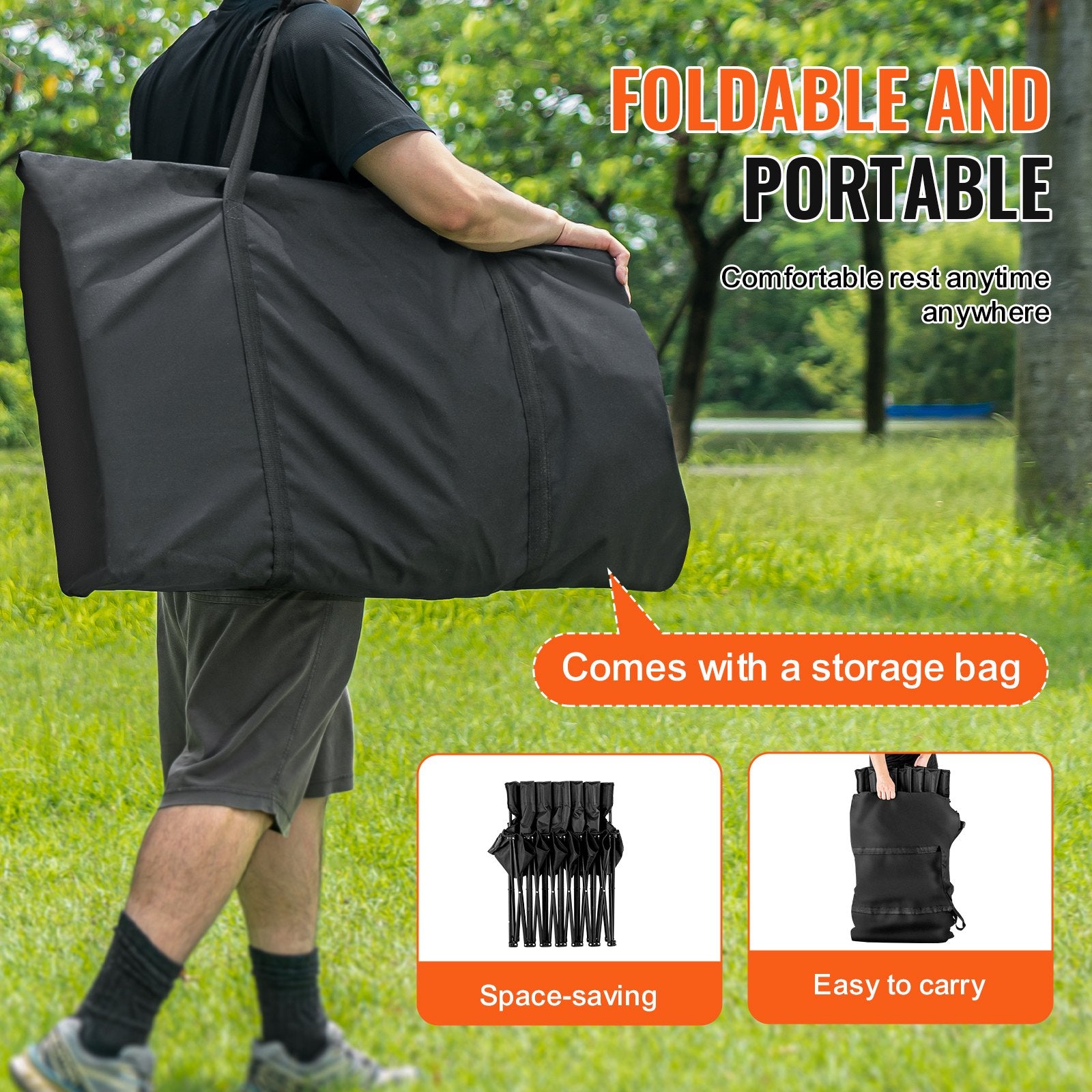 6-Seat Portable Folding Bench with Backrest - Lightweight, Durable 600D Fabric for Soccer, Camping, Outdoor Events, Includes Side Pockets & Carry Bag