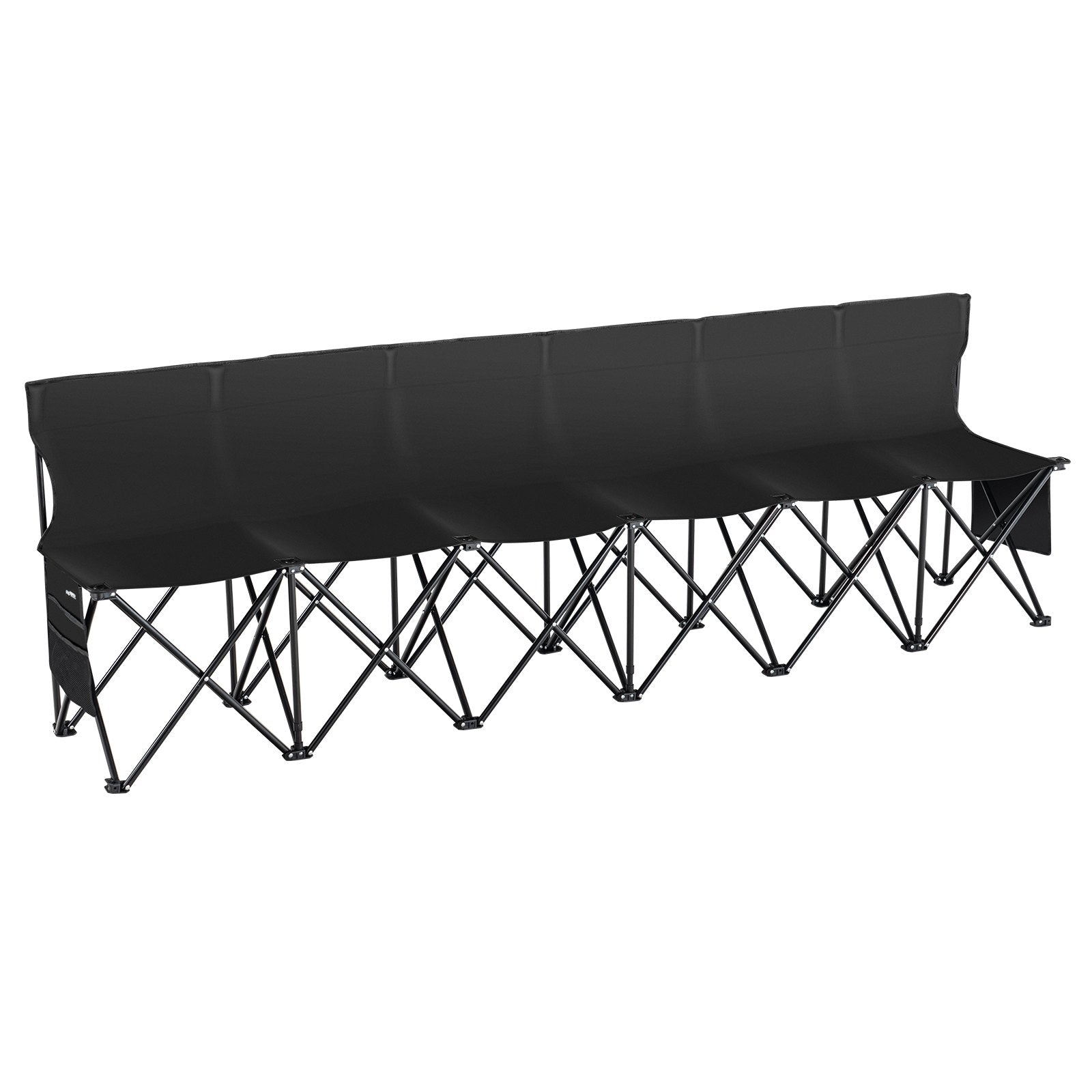6-Seat Portable Folding Bench with Backrest - Lightweight, Durable 600D Fabric for Soccer, Camping, Outdoor Events, Includes Side Pockets & Carry Bag
