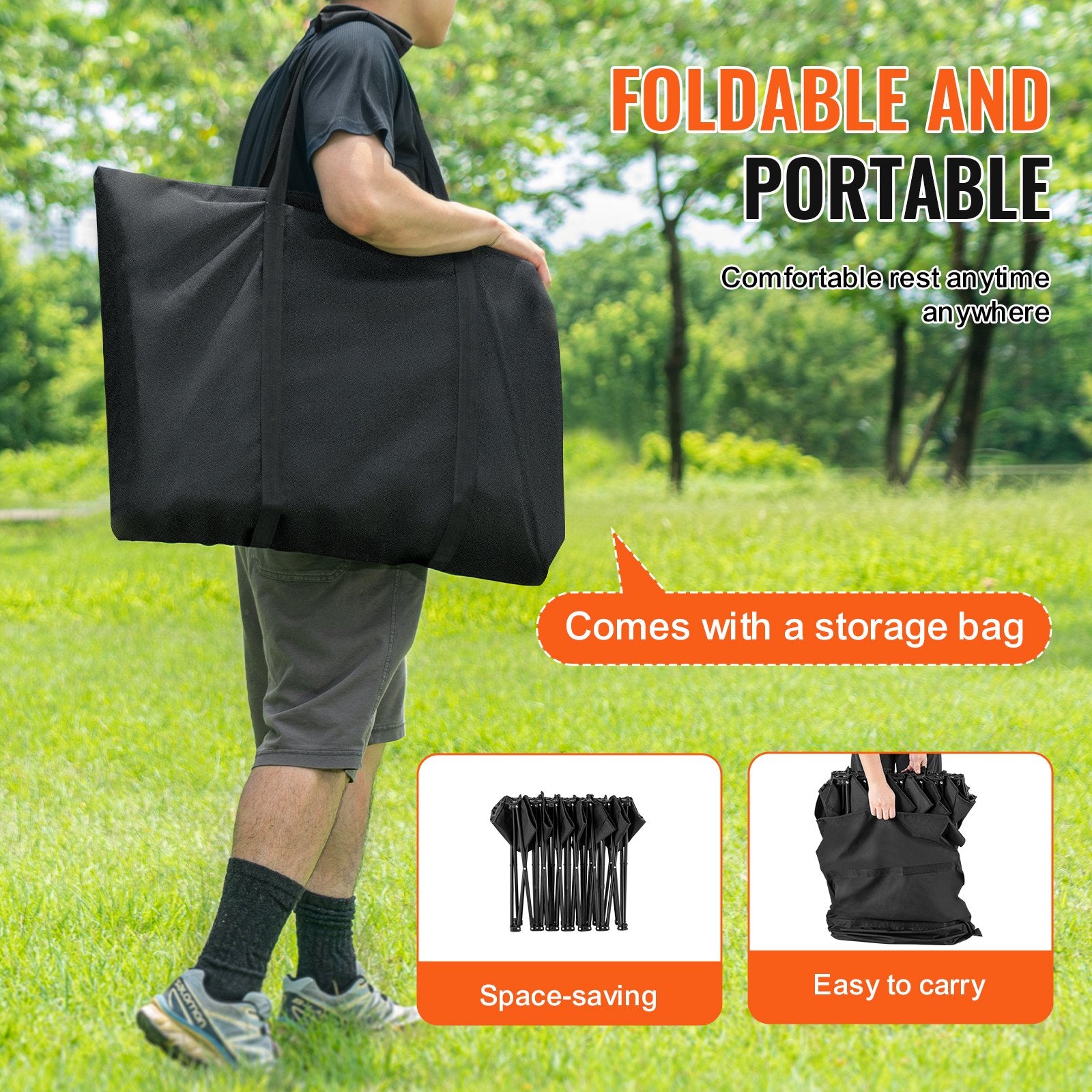 6-Seat Portable Folding Sports Bench with Side Pockets & Carry Bag, Lightweight 600D Oxford Fabric for Soccer, Football, Baseball, Camping & Outdoor Events