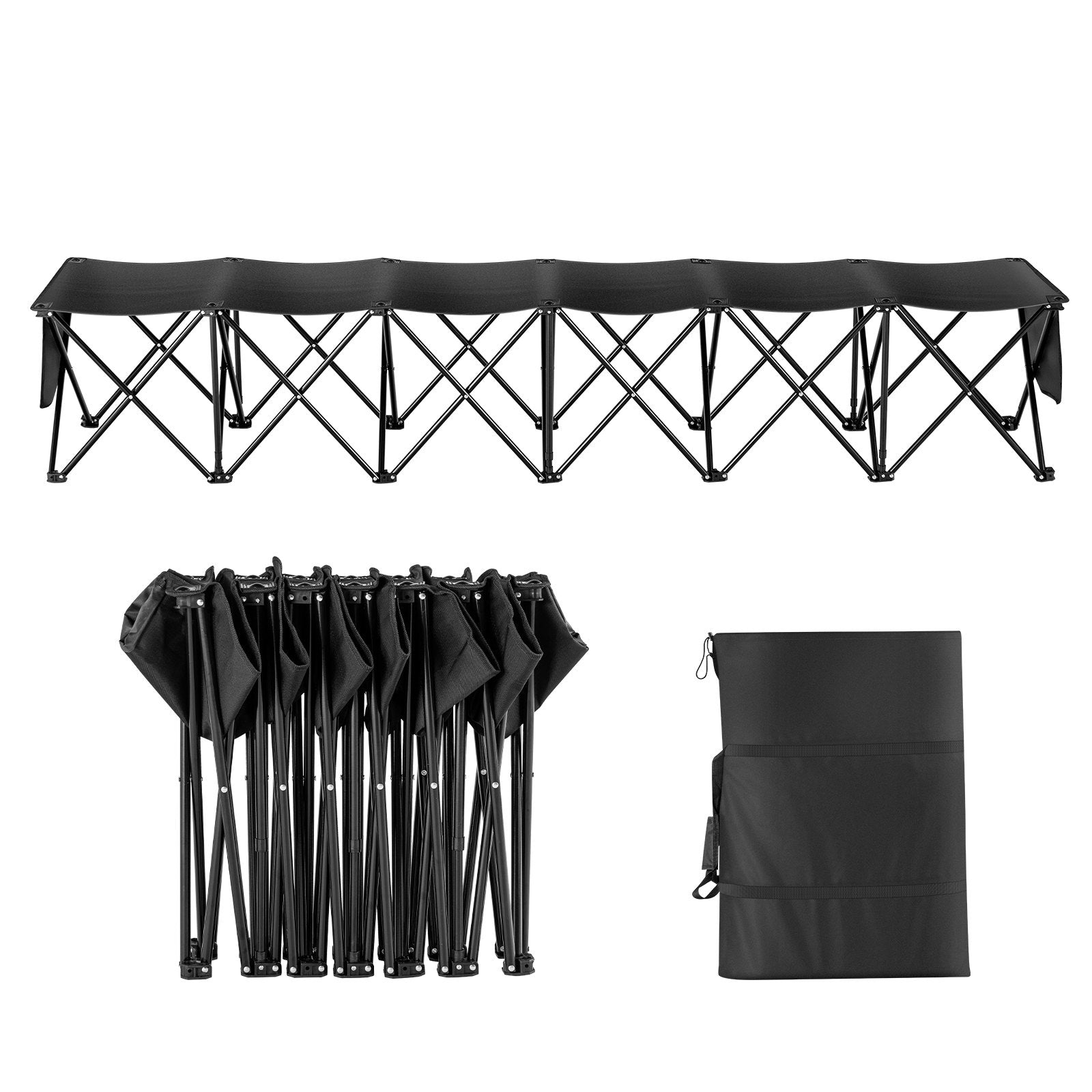 6-Seat Portable Folding Sports Bench with Side Pockets & Carry Bag, Lightweight 600D Oxford Fabric for Soccer, Football, Baseball, Camping & Outdoor Events