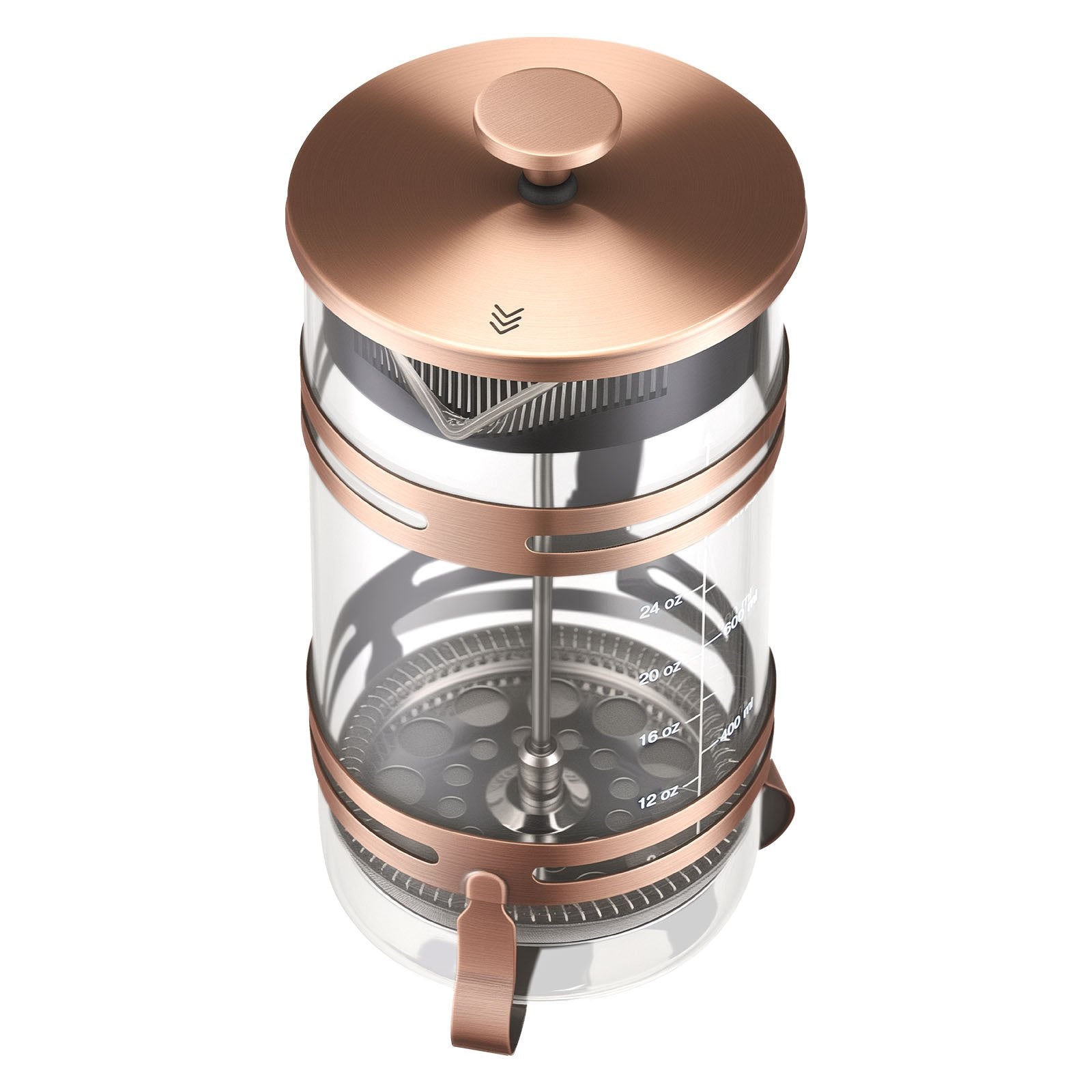 French Press Coffee Maker, 34 Oz Borosilicate Glass with Stainless Steel Filter for Cold Brew, Camping, Travel & Home Kitchen, Copper Finish