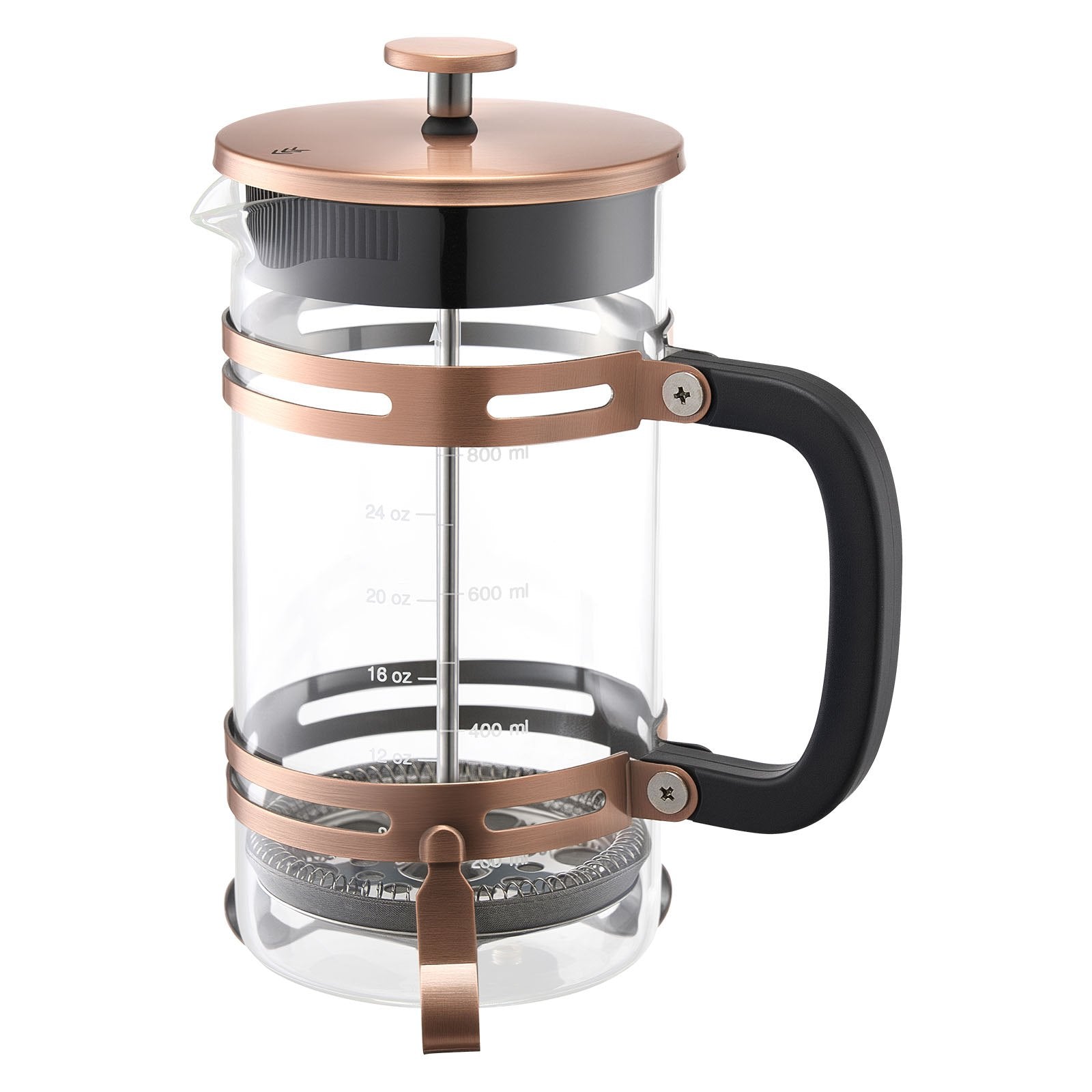 French Press Coffee Maker, 34 Oz Borosilicate Glass with Stainless Steel Filter for Cold Brew, Camping, Travel & Home Kitchen, Copper Finish