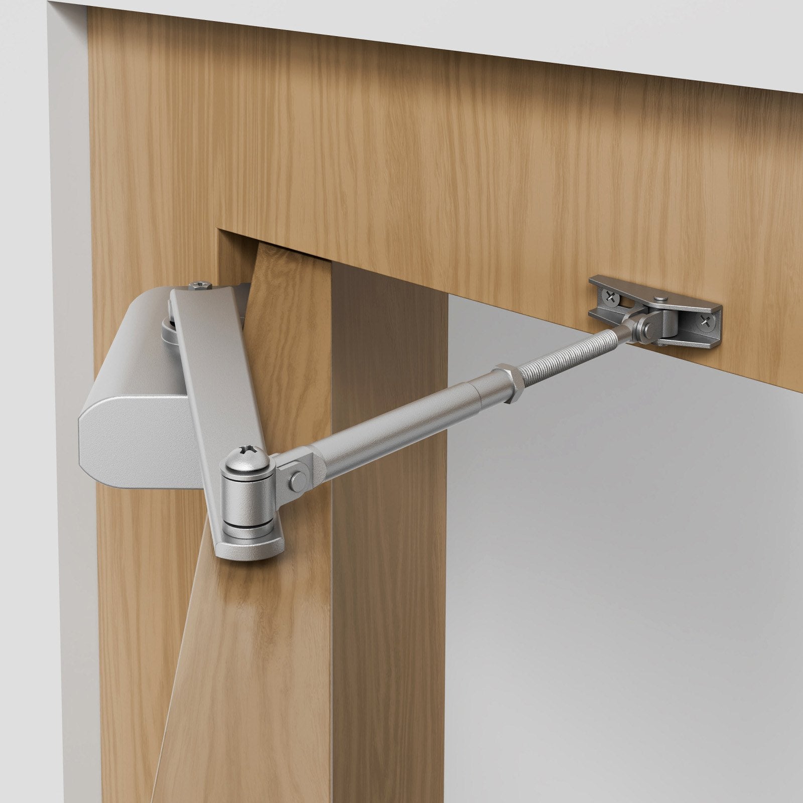 Automatic Adjustable Door Closer for Commercial & Residential Use - Heavy Duty Hydraulic Buffer, Easy Install, Supports 187 Lbs, Silver Finish