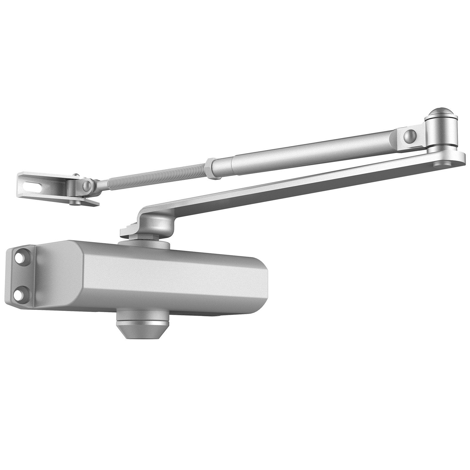 Automatic Adjustable Door Closer for Commercial & Residential Use - Heavy Duty Hydraulic Buffer, Easy Install, Supports 187 Lbs, Silver Finish