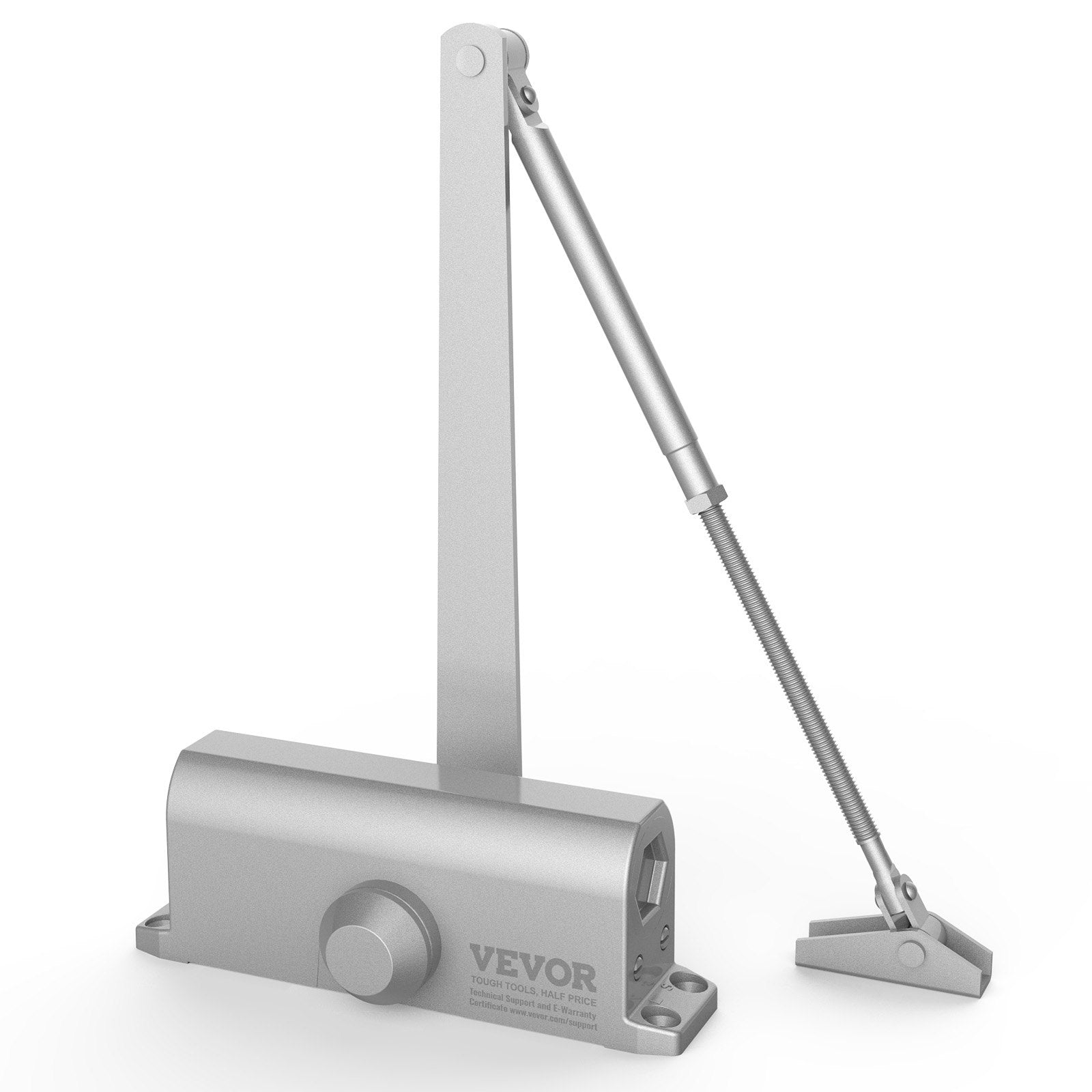 Automatic Adjustable Door Closer for Commercial & Residential Use - Heavy Duty Hydraulic Buffer, Easy Install, Supports 187 Lbs, Silver Finish