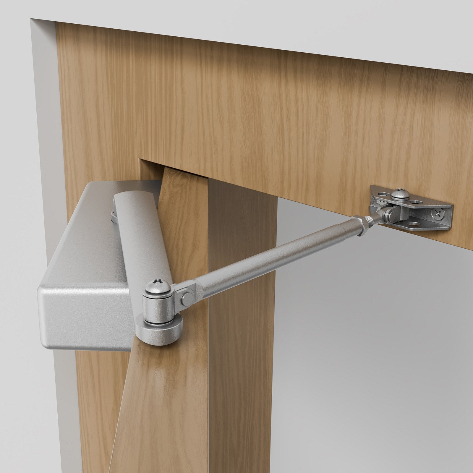 Heavy Duty Automatic Door Closer - Adjustable Hydraulic Buffer, 330Lbs Load, Silent Commercial & Residential Use, Easy Install, Silver Finish