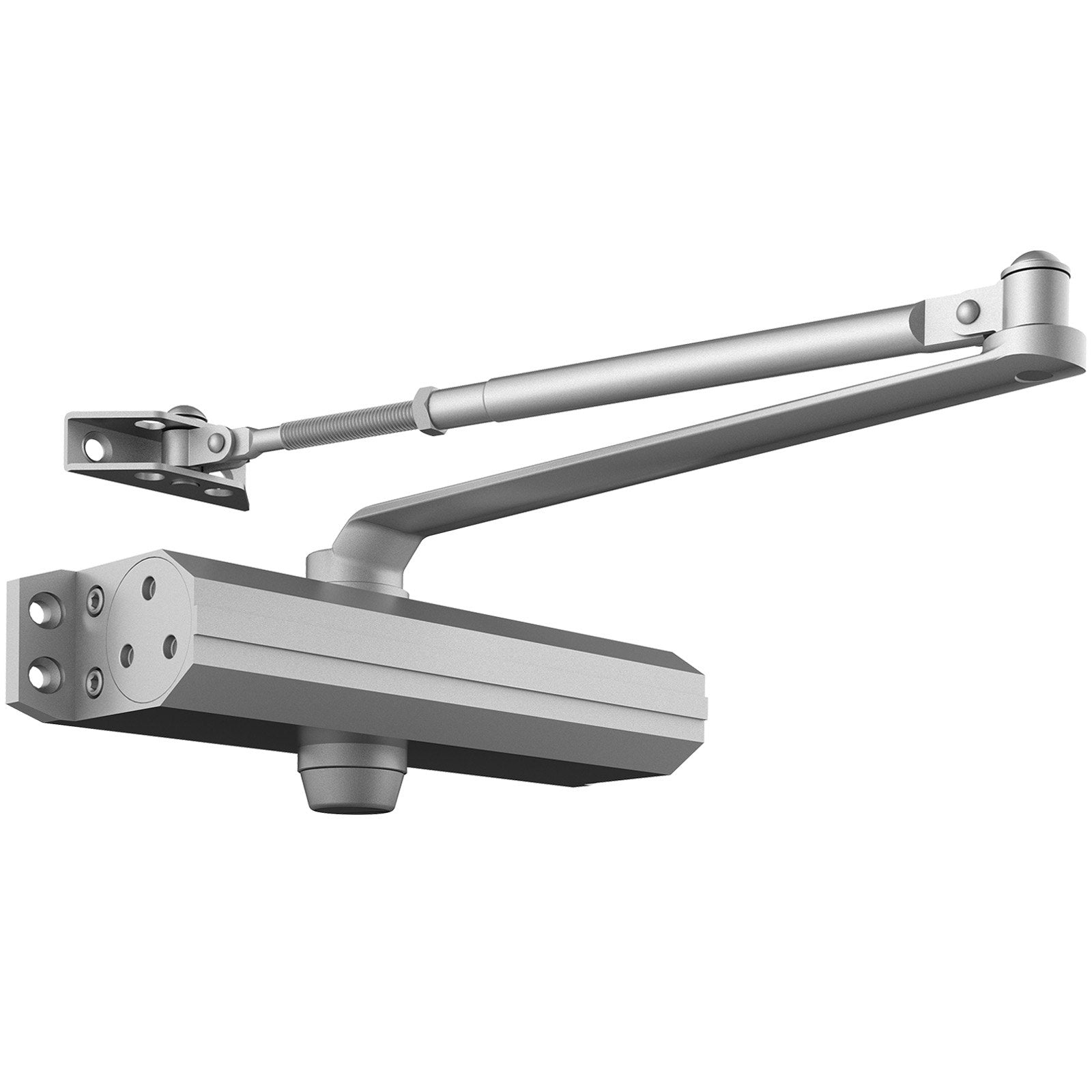Heavy Duty Automatic Door Closer - Adjustable Hydraulic Buffer, 330Lbs Load, Silent Commercial & Residential Use, Easy Install, Silver Finish