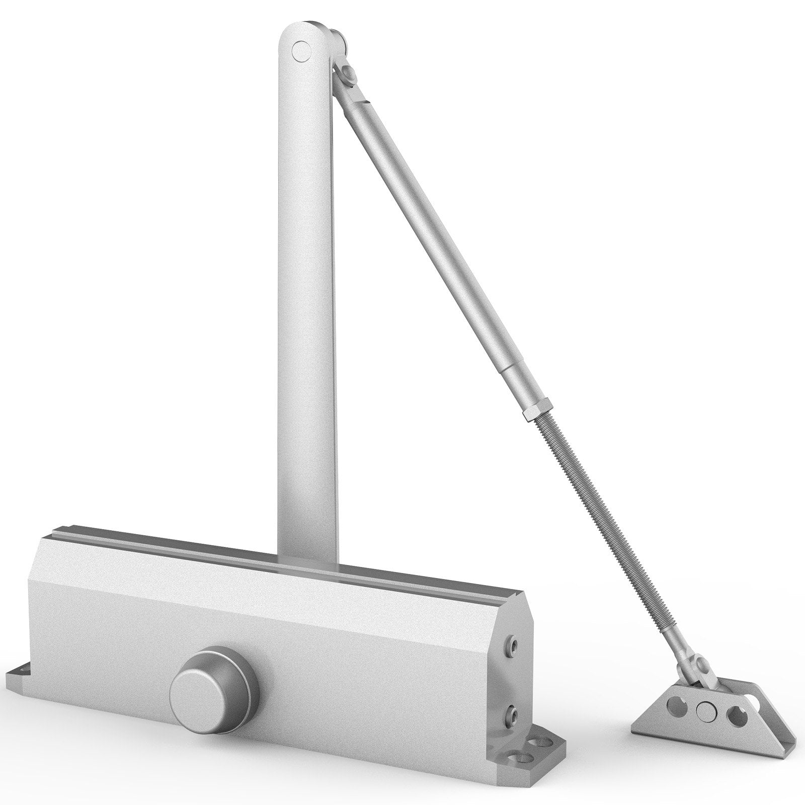 Heavy Duty Automatic Door Closer - Adjustable Hydraulic Buffer, 330Lbs Load, Silent Commercial & Residential Use, Easy Install, Silver Finish