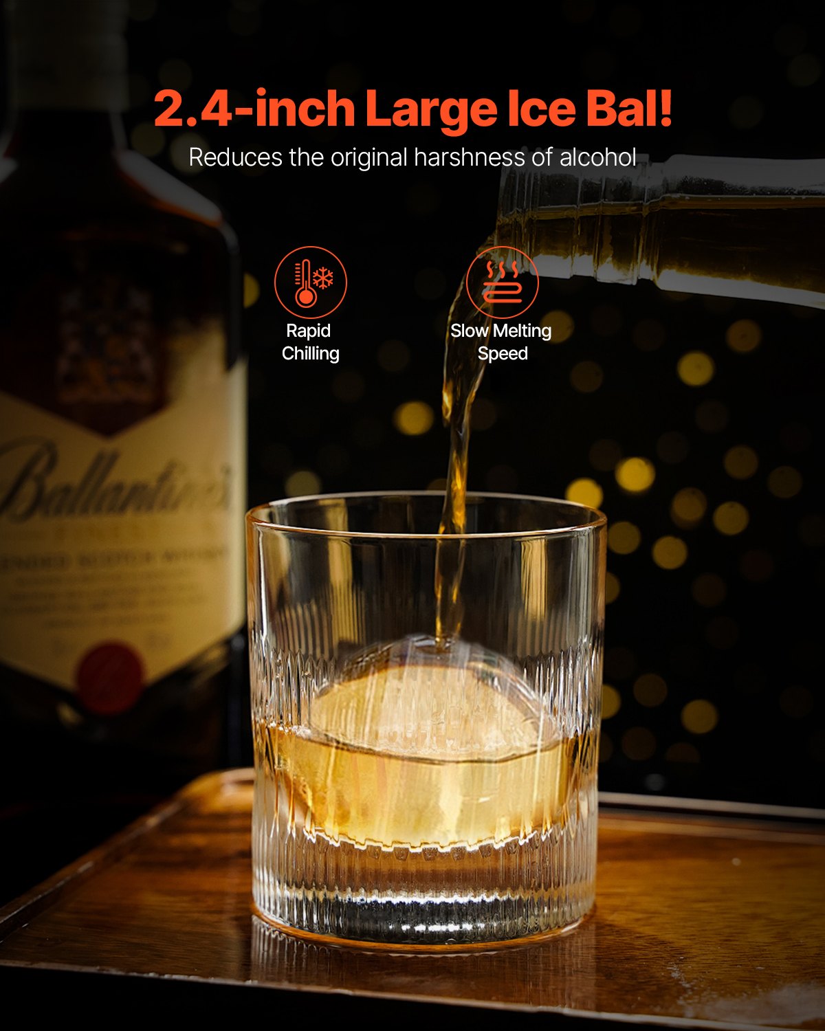 Aviation Aluminum Ice Ball Press Kit - Create 2.4" Ice Spheres for Whiskey, Cocktails with Mold, Mat, Tong, Drip Tray & Glass