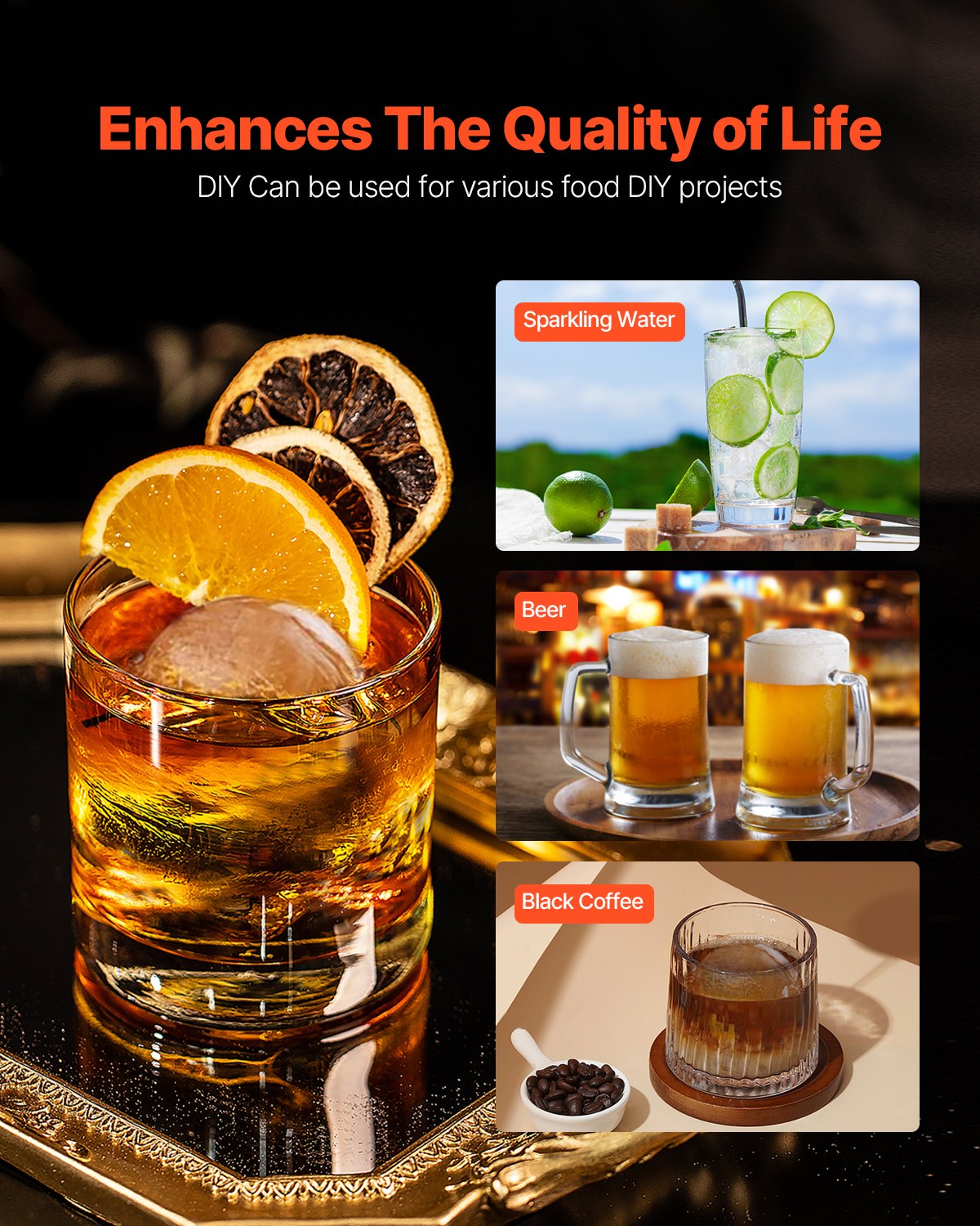 Aviation Aluminum Ice Ball Press Kit - Create 2.4" Ice Spheres for Whiskey, Cocktails with Mold, Mat, Tong, Drip Tray & Glass