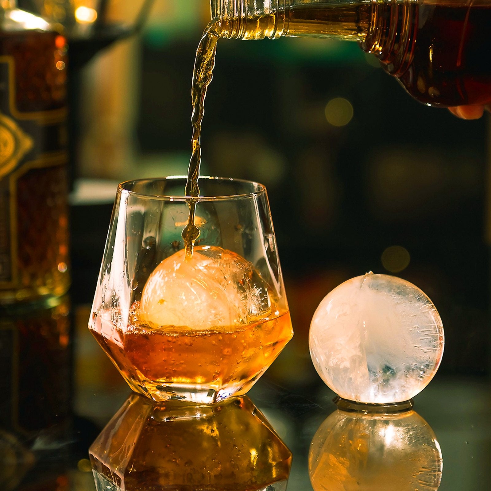 Aviation Aluminum Ice Ball Press Kit - Create 2.4" Ice Spheres for Whiskey, Cocktails with Mold, Mat, Tong, Drip Tray & Glass