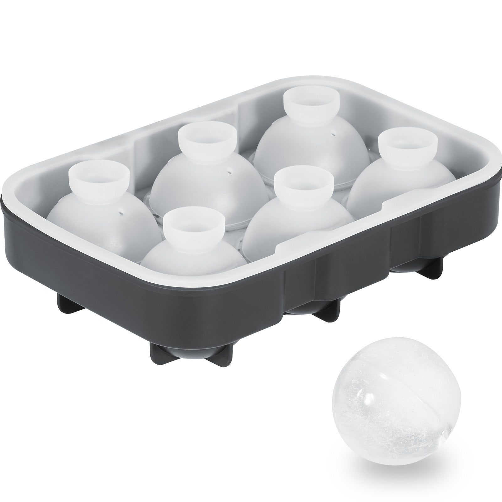 2-in-1 Silicone Ice Cube Trays Set: Sphere Ice Ball & Large Square Maker with Lid, Easy Release, BPA Free for Whiskey & Cocktails