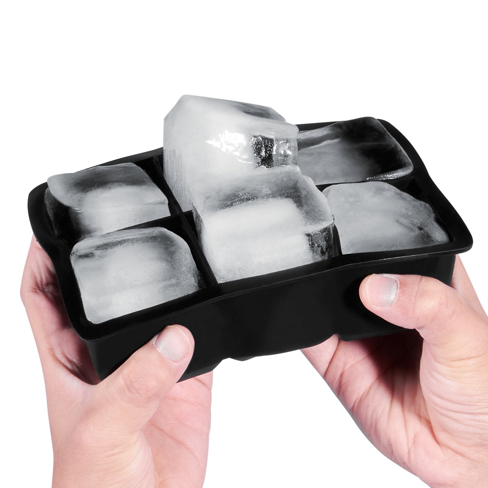2-in-1 Silicone Ice Cube Trays Set: Sphere Ice Ball & Large Square Maker with Lid, Easy Release, BPA Free for Whiskey & Cocktails