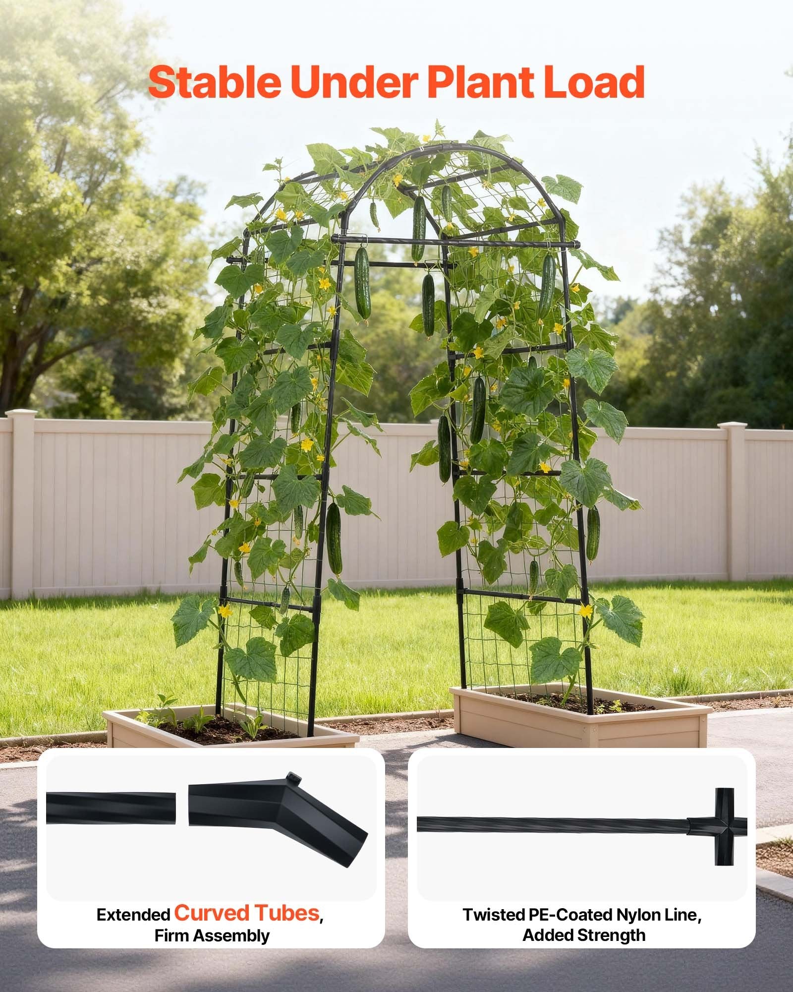 Robust U-Shape Metal Garden Trellis for Raised Beds - Perfect Arch Plant Support for Vines, Peas, Beans, Zucchini, and More!