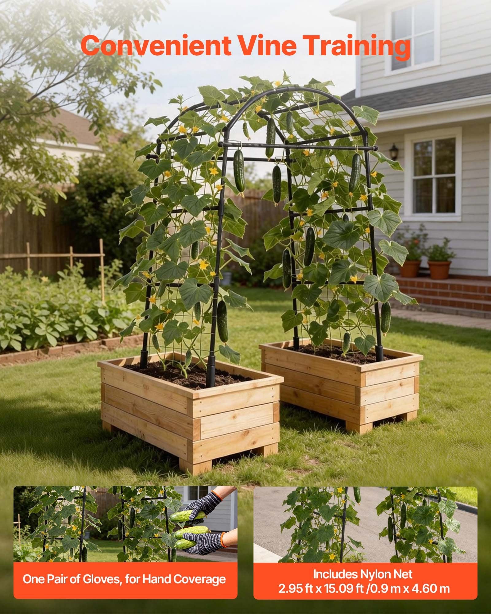 Robust U-Shape Metal Garden Trellis for Raised Beds - Perfect Arch Plant Support for Vines, Peas, Beans, Zucchini, and More!