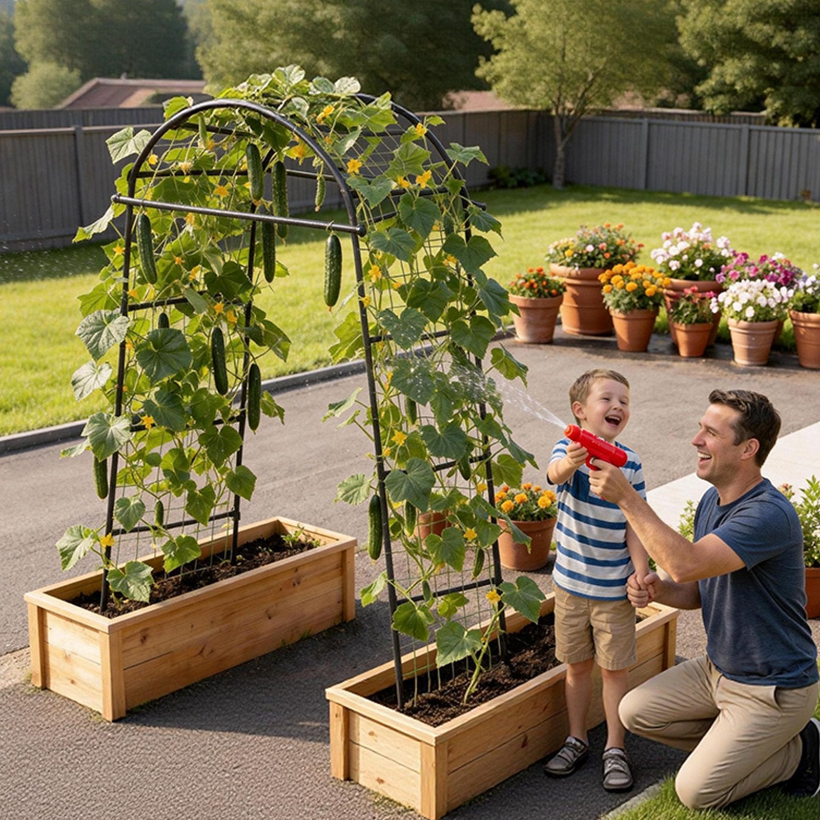 Robust U-Shape Metal Garden Trellis for Raised Beds - Perfect Arch Plant Support for Vines, Peas, Beans, Zucchini, and More!