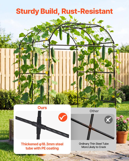 Sturdy U-Shape Garden Trellis for Raised Beds - Metal Arch Plant Support for Climbing Vines, Peas, Beans, Zucchini, Tomato, Squash, & Flowers