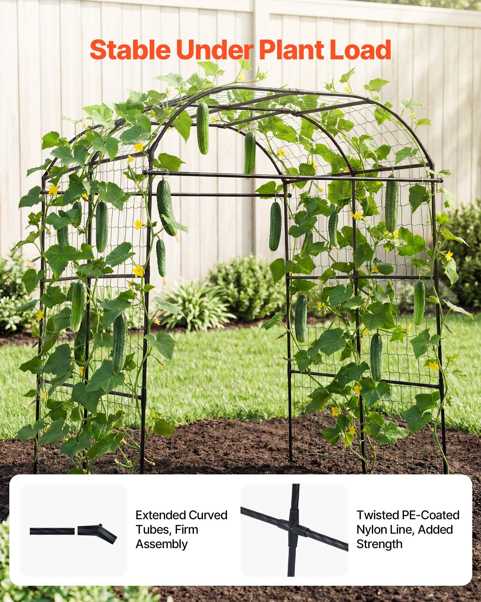 Sturdy U-Shape Garden Trellis for Raised Beds - Metal Arch Plant Support for Climbing Vines, Peas, Beans, Zucchini, Tomato, Squash, & Flowers