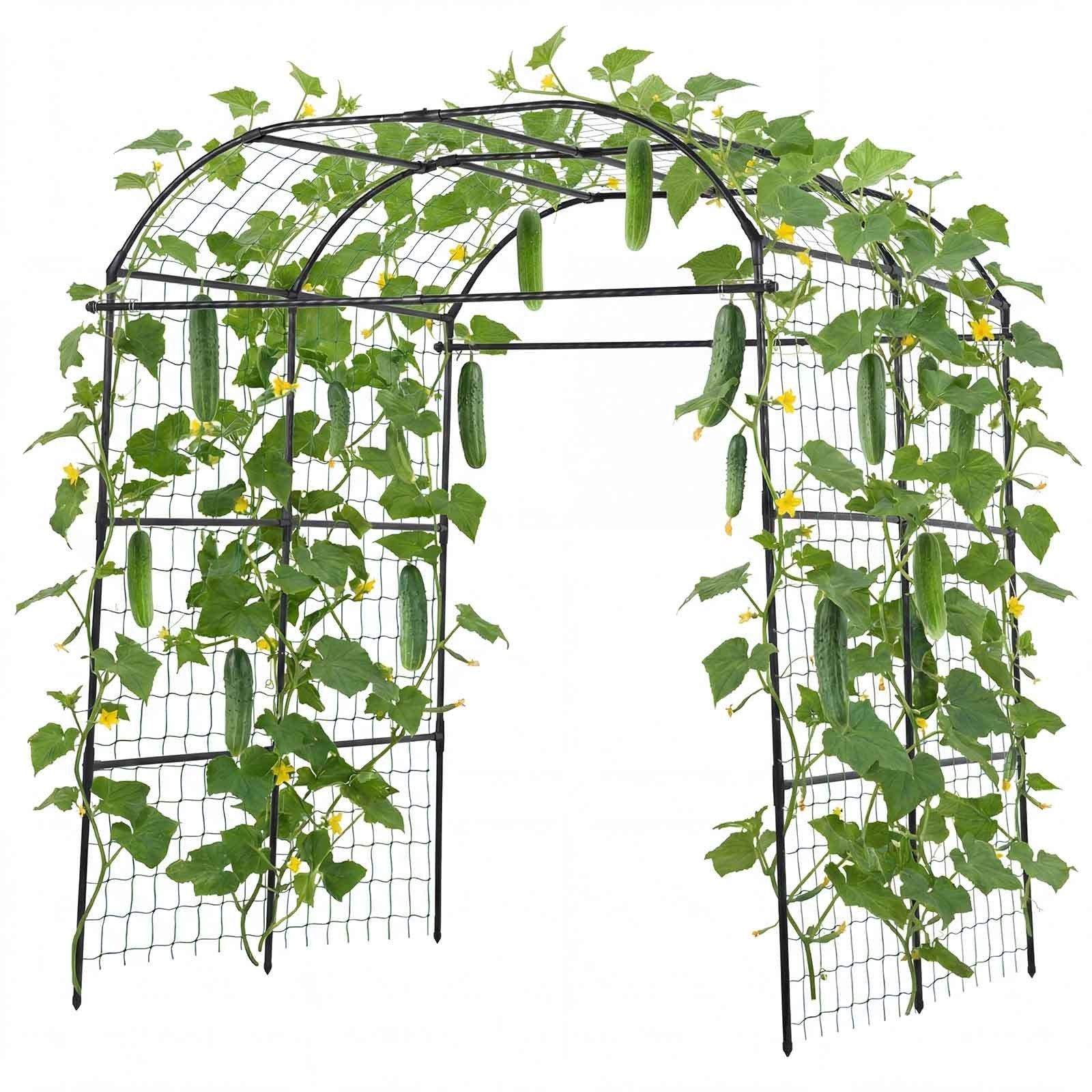 Sturdy U-Shape Garden Trellis for Raised Beds - Metal Arch Plant Support for Climbing Vines, Peas, Beans, Zucchini, Tomato, Squash, & Flowers