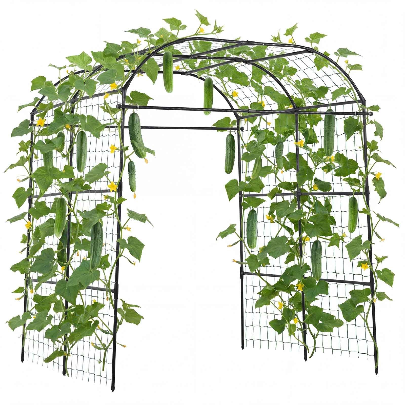 Sturdy U-Shape Garden Trellis for Raised Beds - Metal Arch Plant Support for Climbing Vines, Peas, Beans, Zucchini, Tomato, Squash, & Flowers