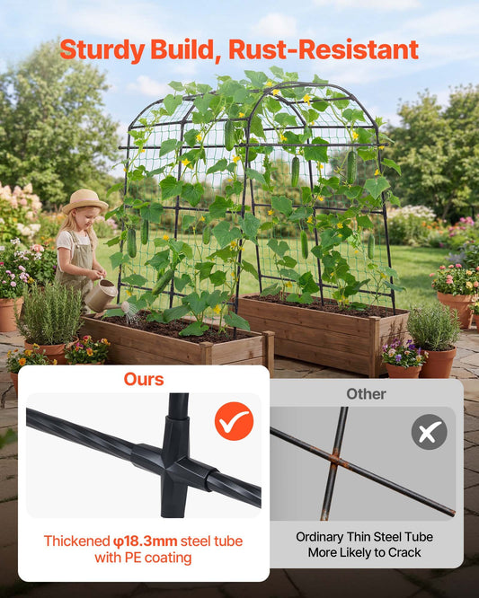 U-Shape Metal Garden Trellis for Raised Beds - Arch Plant Support for Cucumbers, Climbing Vines, Peas, Beans, Zucchini, Tomatoes, and More