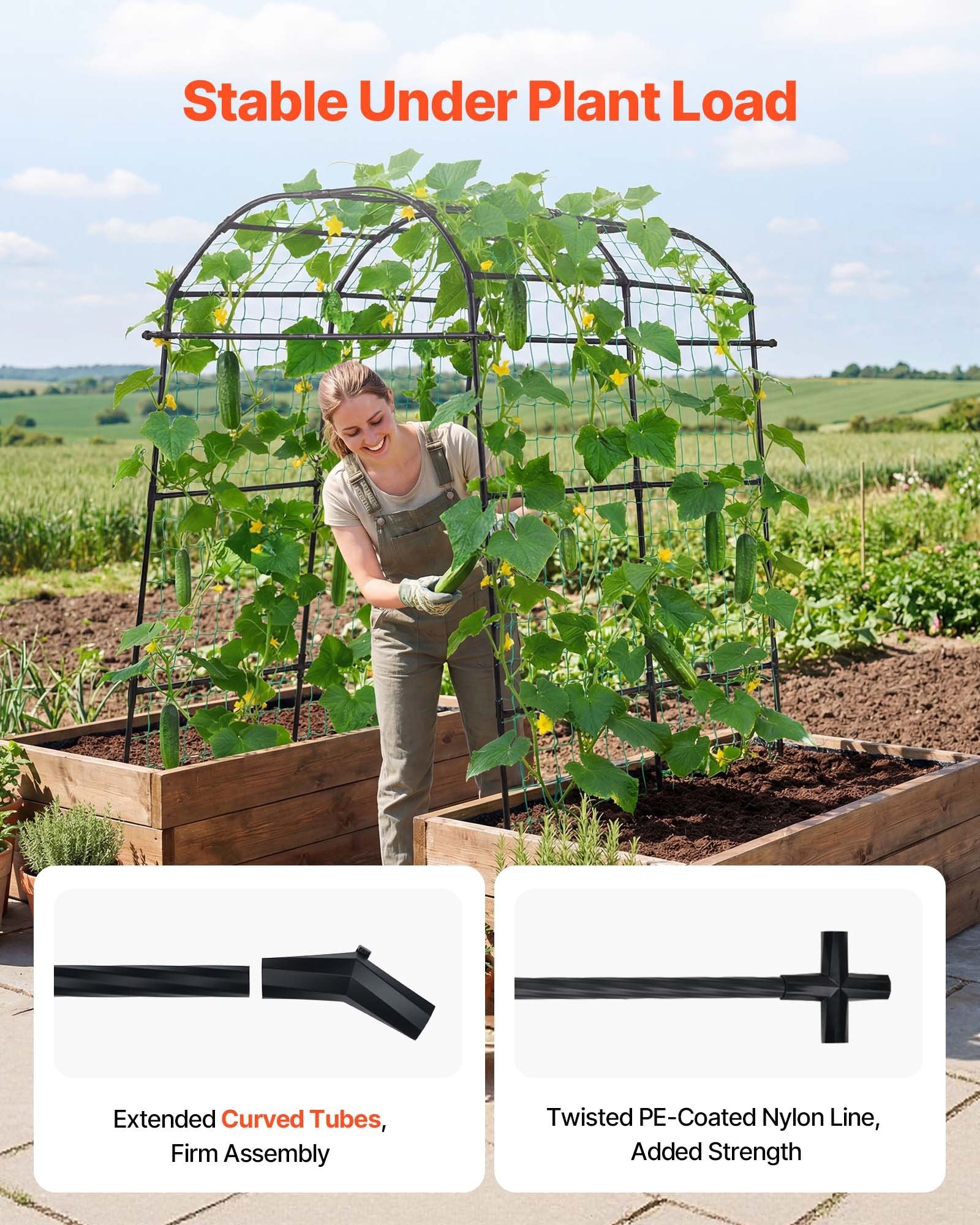 U-Shape Metal Garden Trellis for Raised Beds - Arch Plant Support for Cucumbers, Climbing Vines, Peas, Beans, Zucchini, Tomatoes, and More